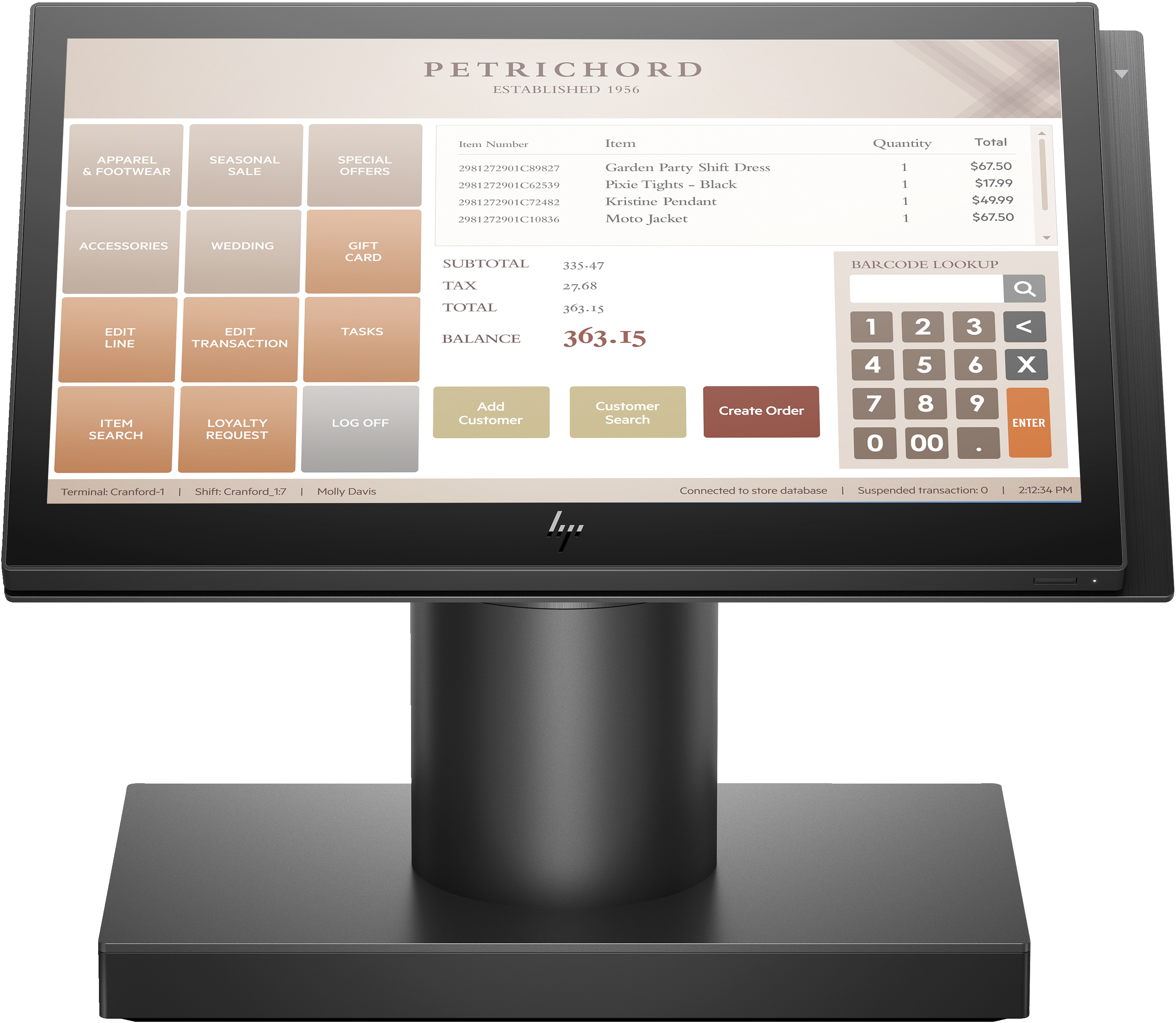 HP ElitePOS Engage One Allt-i-ett-system, modell 141 3965U 2,2 GHz Alles-in-een 35,6 cm (14") 1920 x 1080 Pixels Touchscreen Zwart (2VR27EA#ABH) thumbnail