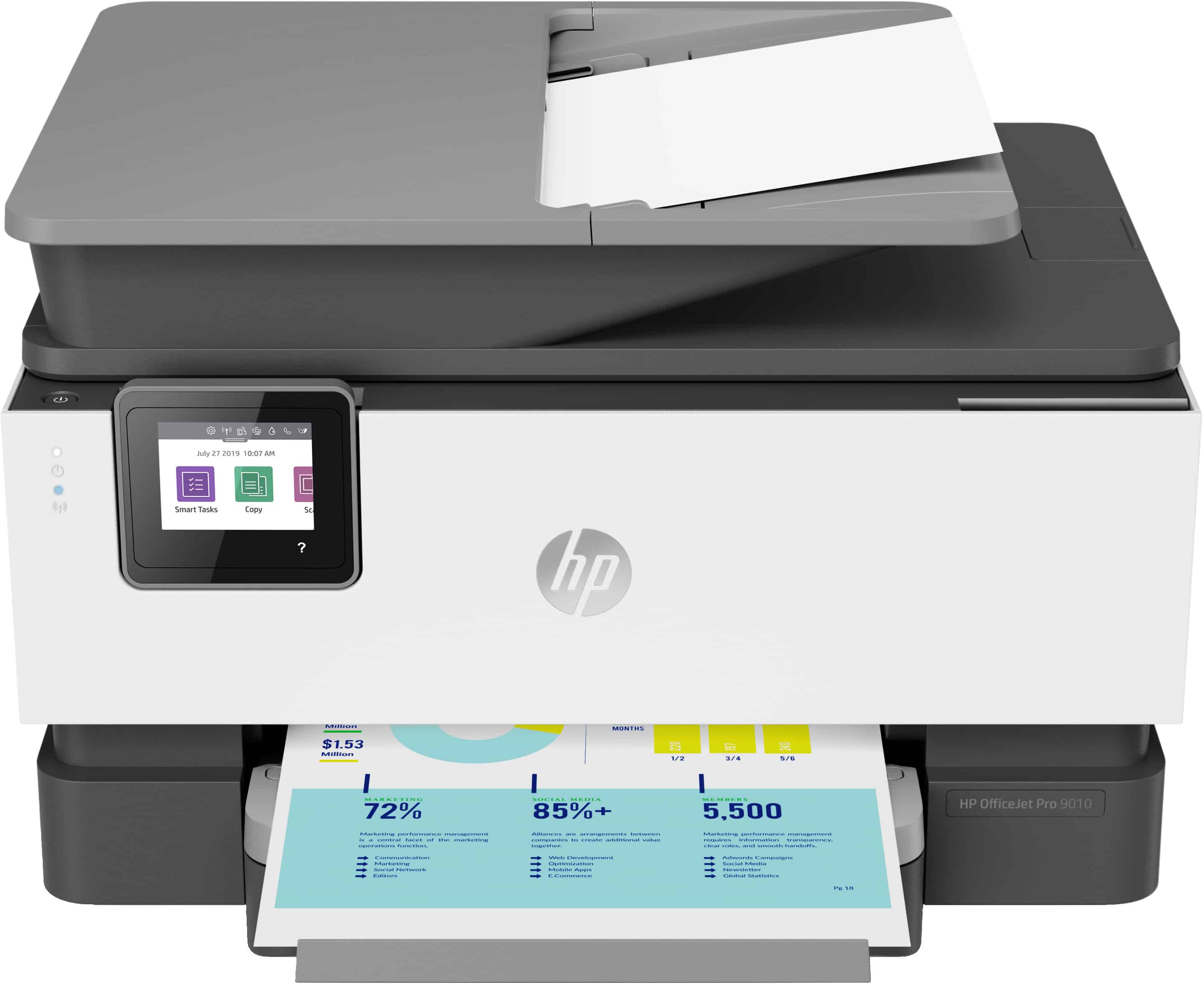 HP OfficeJet Pro 9010 All-in-One printer, Kleur, Printer voor Kleine en middelgrote ondernemingen, Printen, kopiëren, scannen, faxen, Automatische documentinvoer; Dubbelzijdig printen; Scannen naar e-mail (3UK83B#A80) thumbnail