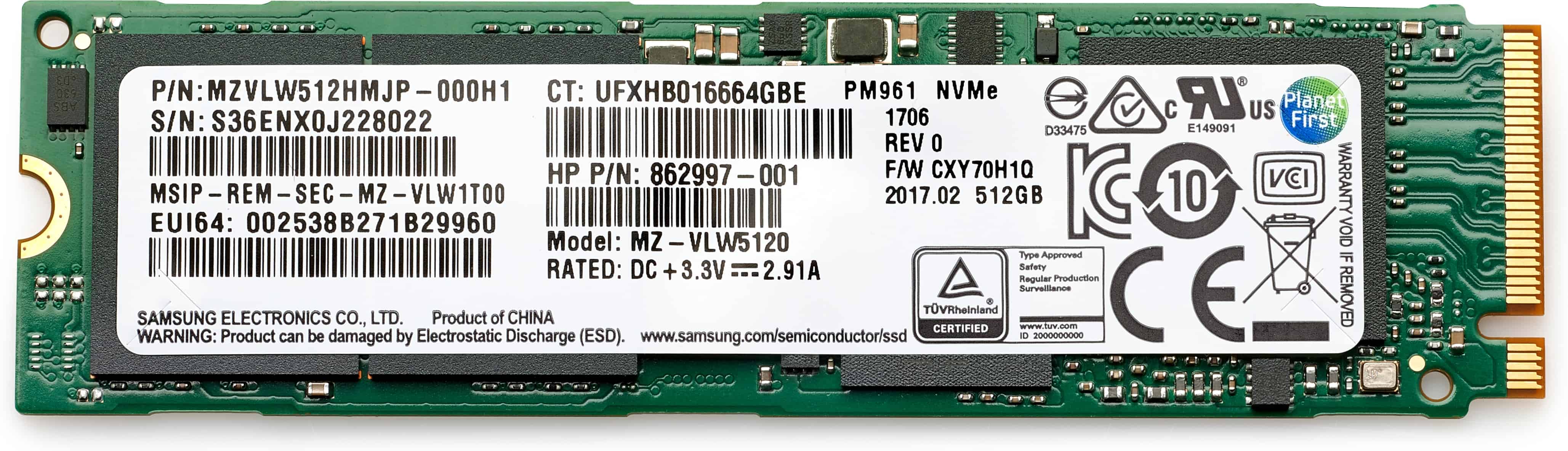 HP 512GB PCIe 4x4 NVMe TLC SSD M.2 PCI Express 4.0 (406L8AA) thumbnail