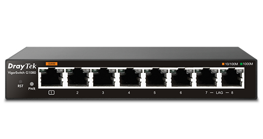Draytek VigorSwitch G1080 Managed L2 Gigabit Ethernet (10/100/1000) Zwart (VSWITCHG1080-DE-AT-CH) thumbnail