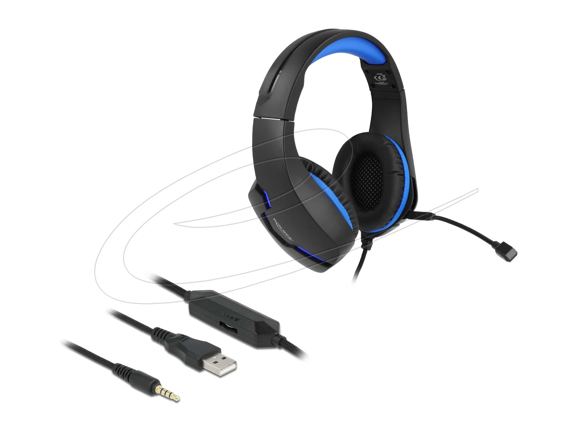 DELOCK Gaming Headset Over-Ear 3,5 mm Klinkenstecker LED (27182) thumbnail