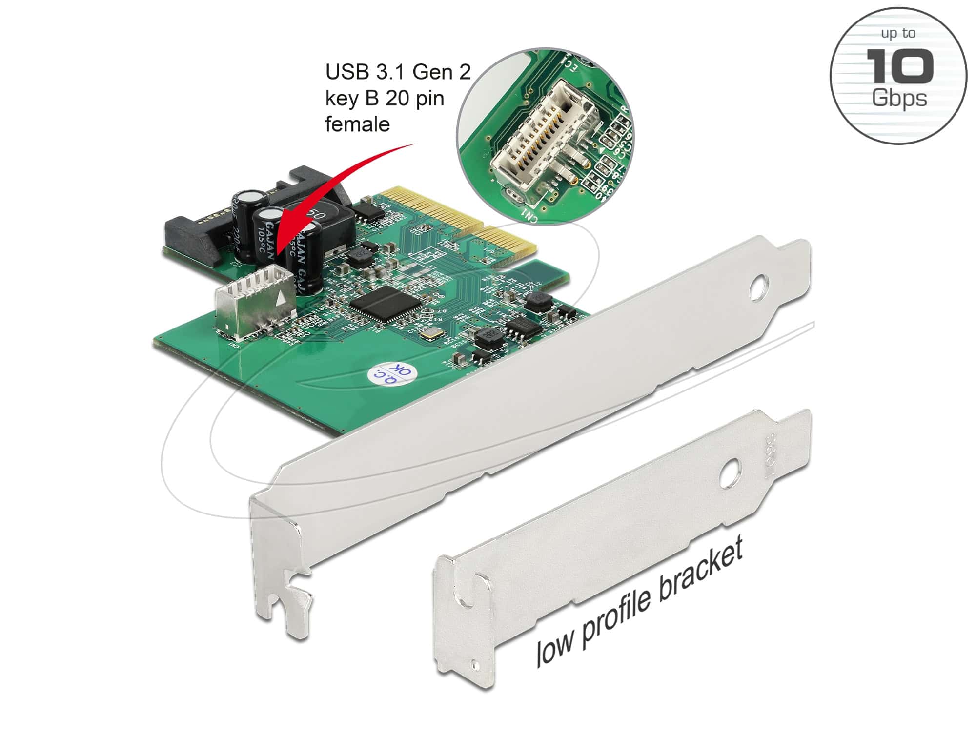 DELOCK PCI Express x4 Karte zu 1 x intern USB 3.2 Gen 2 Key (90068) thumbnail