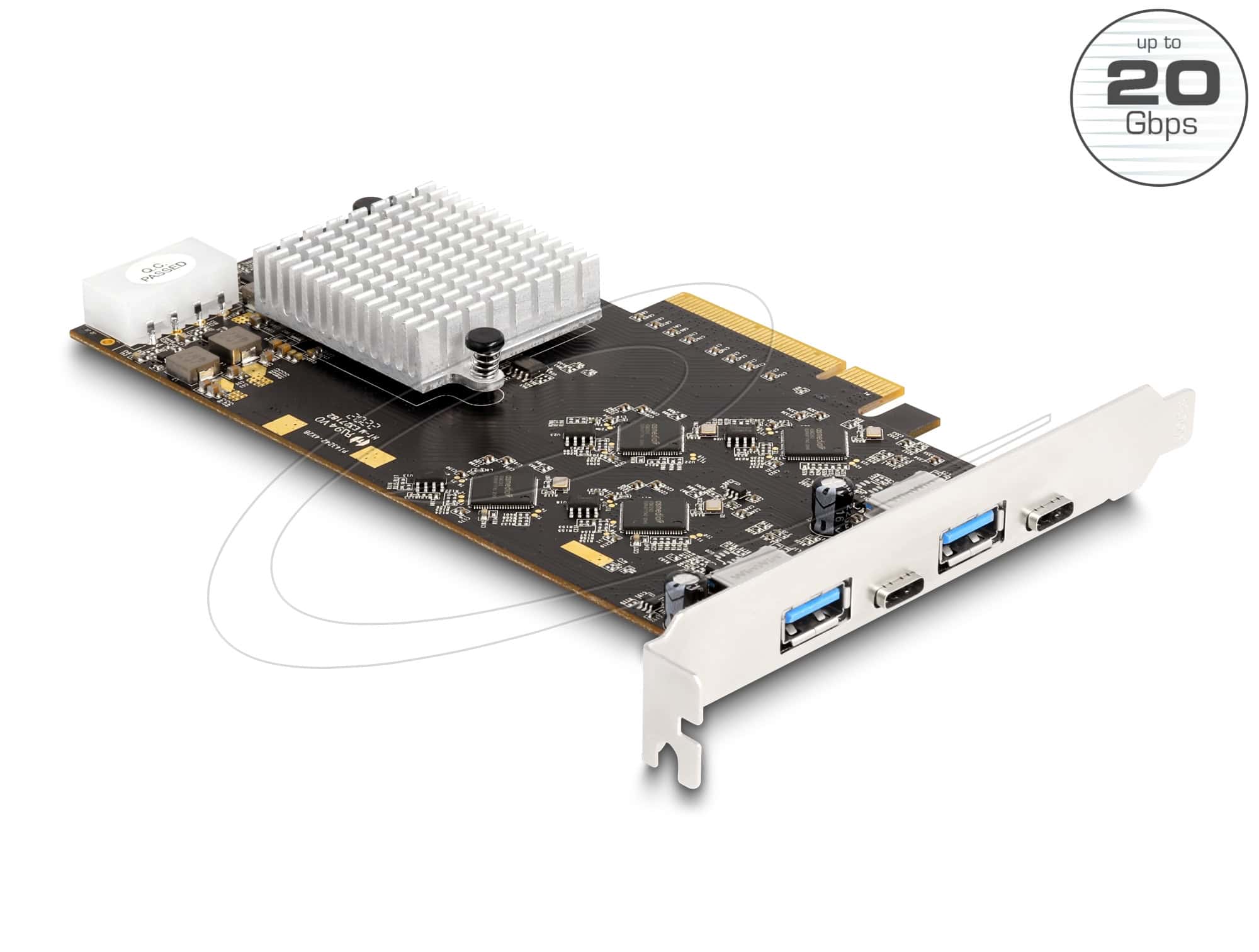Delock PCI Express x8 Karte mit 2 x USB 20 Gbps USB Type-C™ Buchse und 2 x USB 10 Gbps Typ-A Buchse - Quad Channel (90097) thumbnail