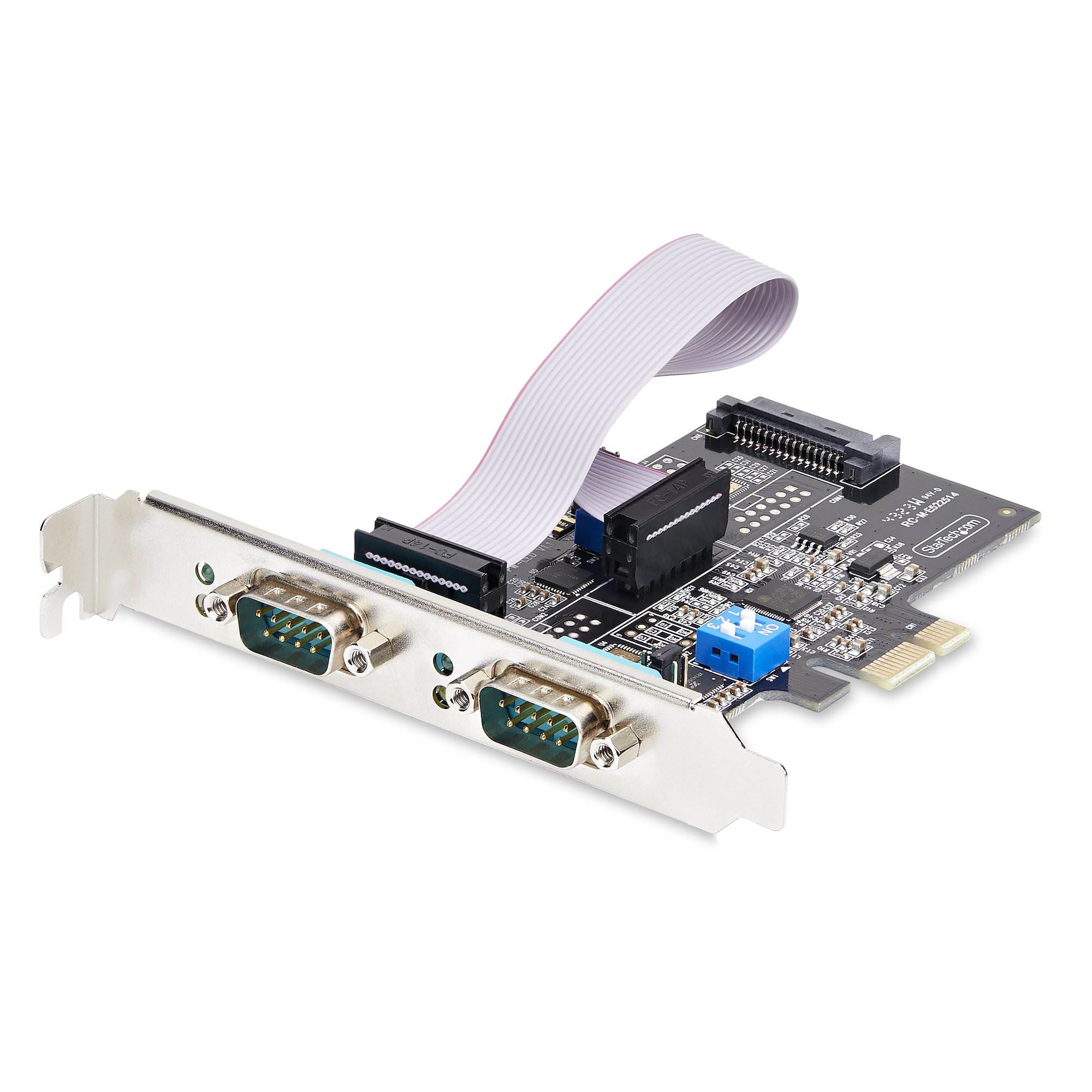StarTech.com 2-Port PCIe Seriële Adapter Kaart, Quad PCI Express naar RS232/RS422/RS485 (DB9) Serial Kaart, Incl. Low-Profile Beugel, 16C1050 UART, Windows/Linux, TAA Compliant, Level-4 ESD Bescherming (2S232422485-PC-CARD) thumbnail