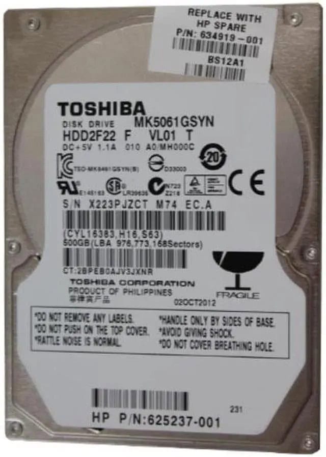 HP Harddisk 500GB SATA 7200RPM HP EliteBook 8560p/ProBook 6440b (634919-001) thumbnail