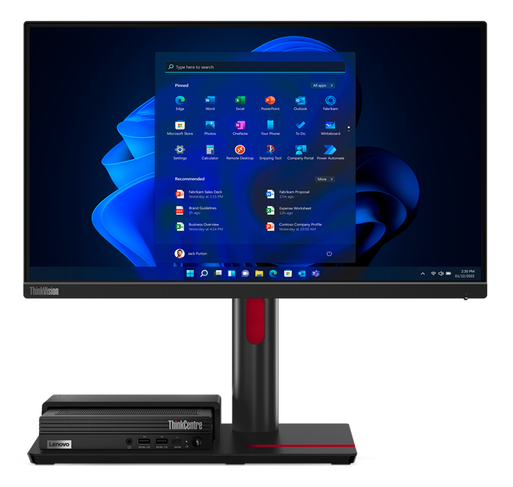 Lenovo ThinkCentre TIO Flex 22i computer monitor 54,6 cm (21.5") 1920 x 1080 Pixels Full HD LED Zwart (12BLMAT6EU) thumbnail