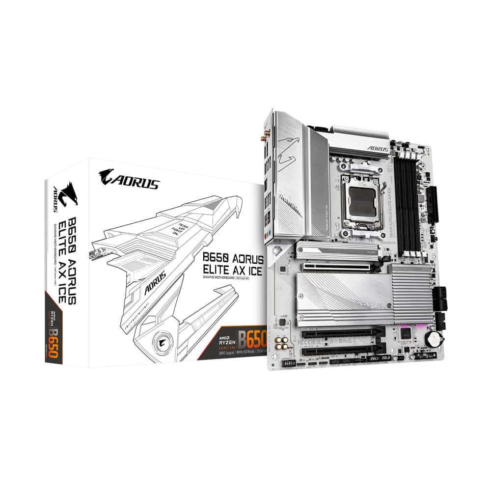 AORUS B650 ELITE AX ICE moederbord AMD B650 Socket AM5 ATX (B650 AORUS ELITE AX ICE) thumbnail