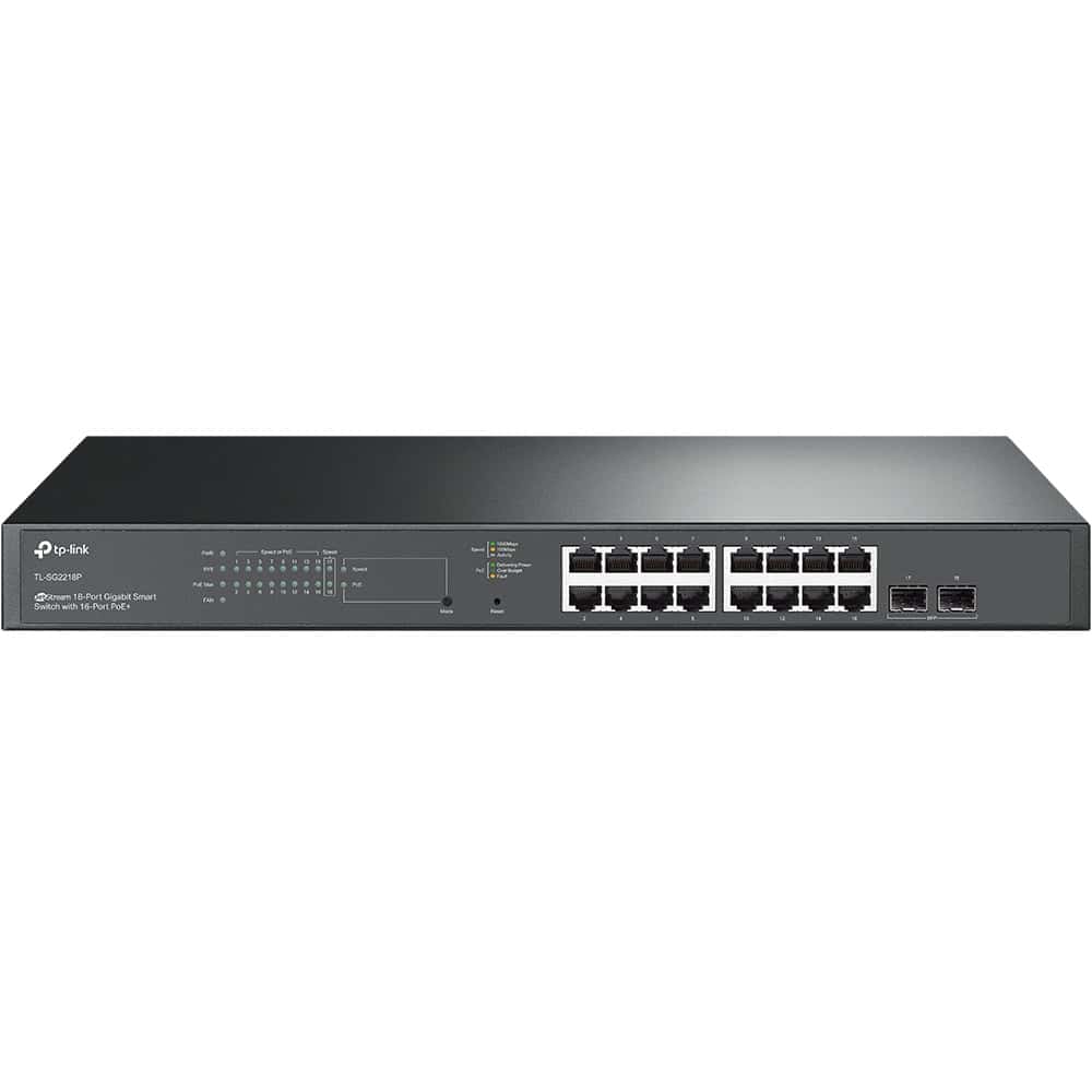 TP-Link TL-SG2218P netwerk-switch L2/L2+ Gigabit Ethernet (10/100/1000) Power over Ethernet (PoE) 1U Zwart (SG2218P) thumbnail TP-Link TL-SG2218P netwerk-switch L2/L2+ Gigabit Ethernet (10/100/1000) Power over Ethernet (PoE) 1U Zwart (SG2218P) thumbnail