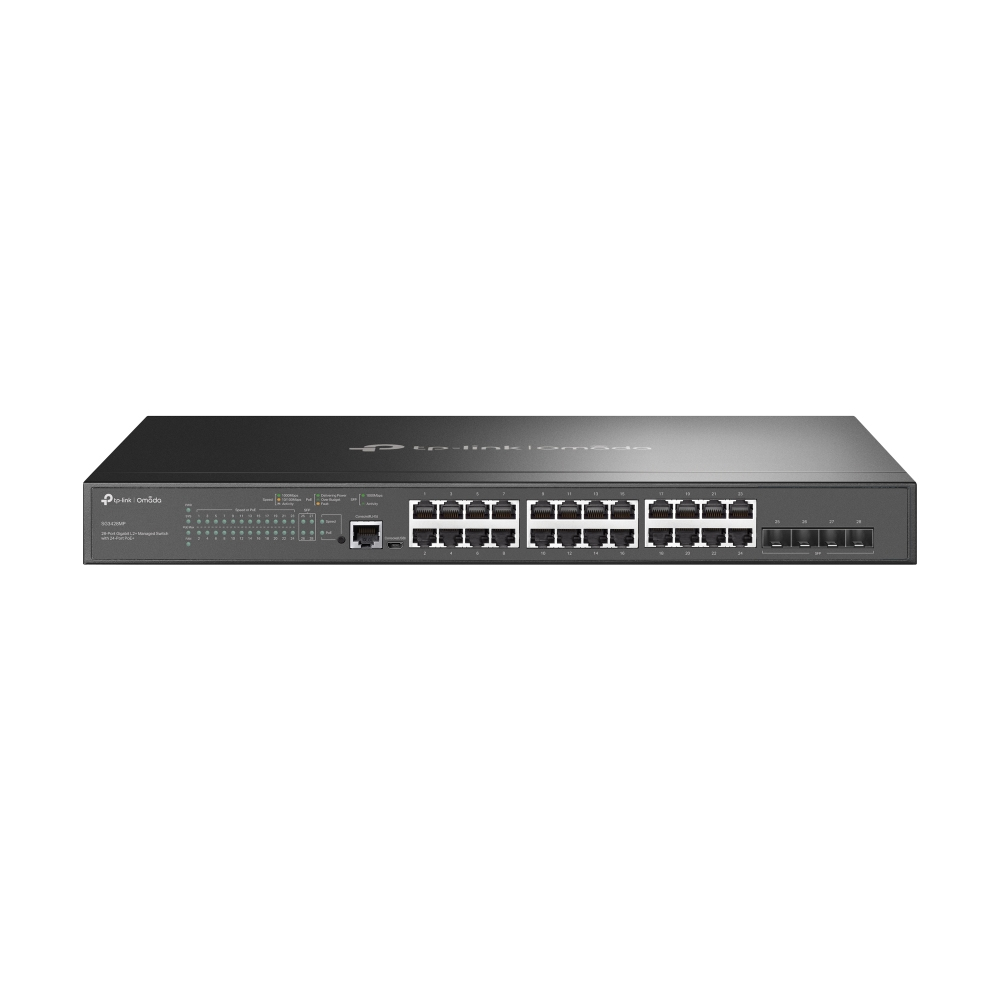 TP-Link Omada SG3428MP netwerk-switch Managed L2+ Gigabit Ethernet (10/100/1000) Power over Ethernet (PoE) 1U Zwart (SG3428MP) thumbnail