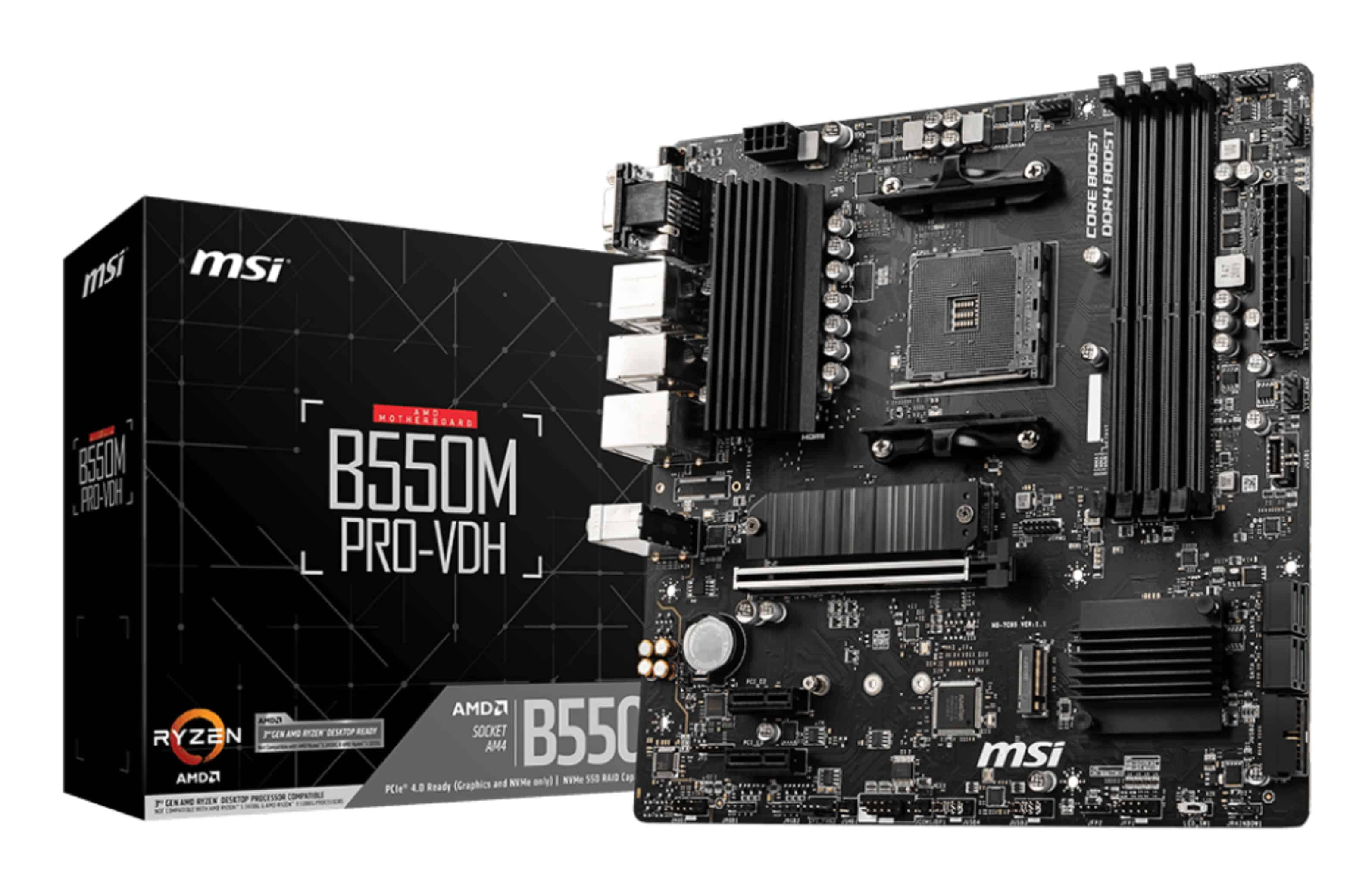 MSI B550M PRO-VDH moederbord AMD B550 Socket AM4 micro ATX (7C95-017R) thumbnail