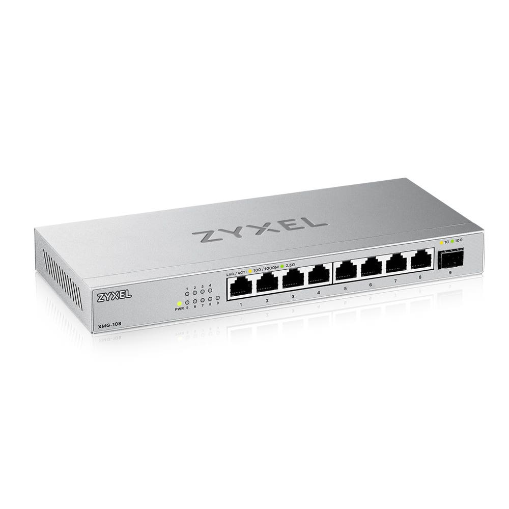 Zyxel XMG-108 Unmanaged 2.5G Ethernet (100/1000/2500) Zilver (XMG-108-ZZ0101F) thumbnail