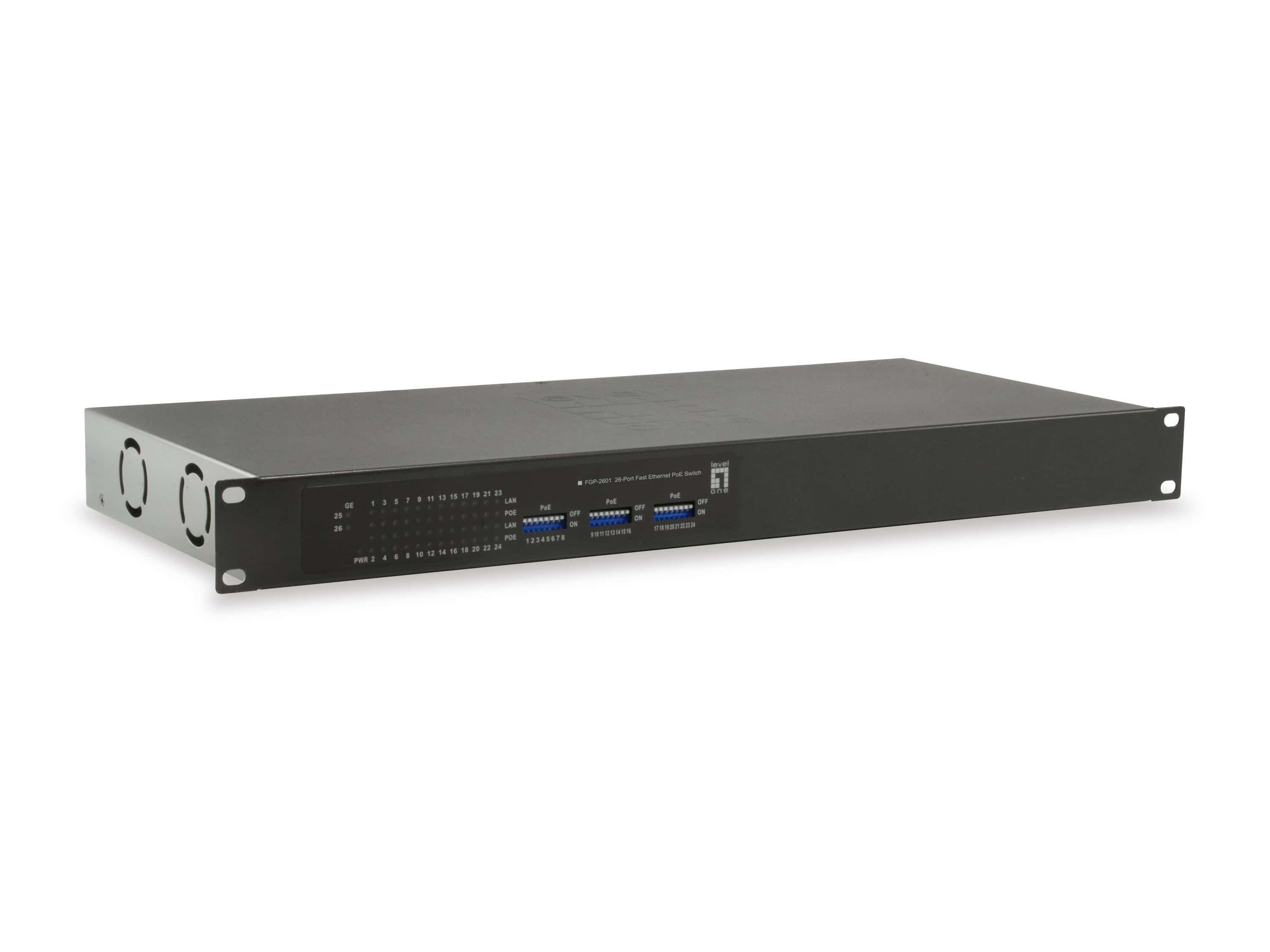LevelOne FGP-2601W150 netwerk-switch Unmanaged Gigabit Ethernet (10/100/1000) Power over Ethernet (PoE) Zwart (FGP-2601W150) thumbnail