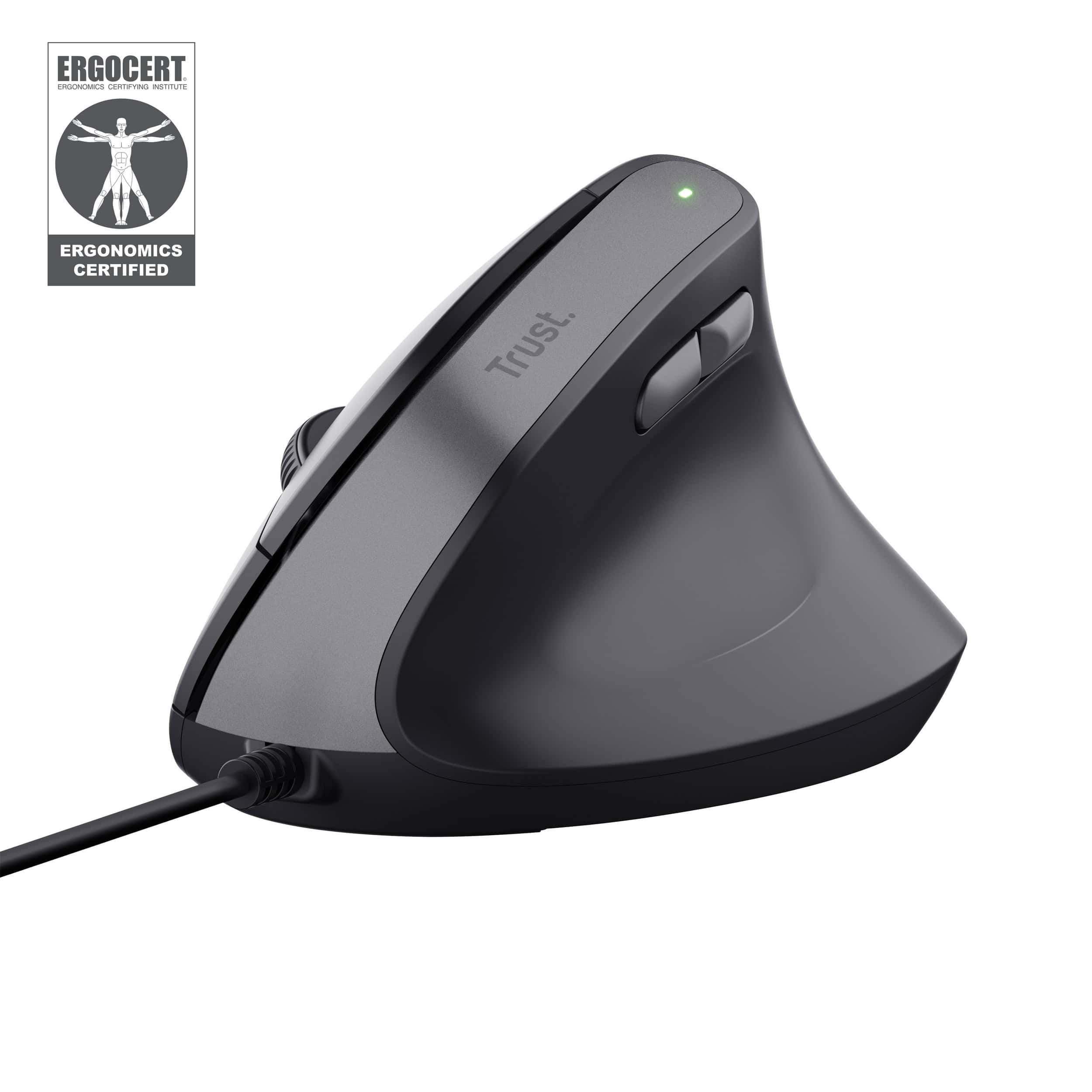 Trust Bayo II Ergonomische bedrade muis – ergonomische muis – rechtshandige muis – USB Type‑A aansluiting – Zwart (25144) thumbnail