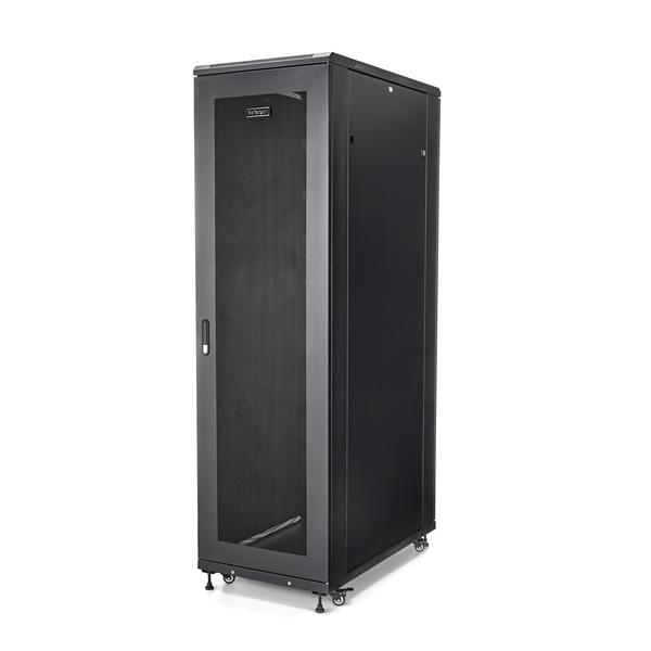 StarTech.com 4 Post 42U Netwerkkast, 19 Patchkast voor Computer/AV/IT Apparatuur, Data Rack met Wielen, Full Size Industriële Serverkast (RK4236BKB) thumbnail