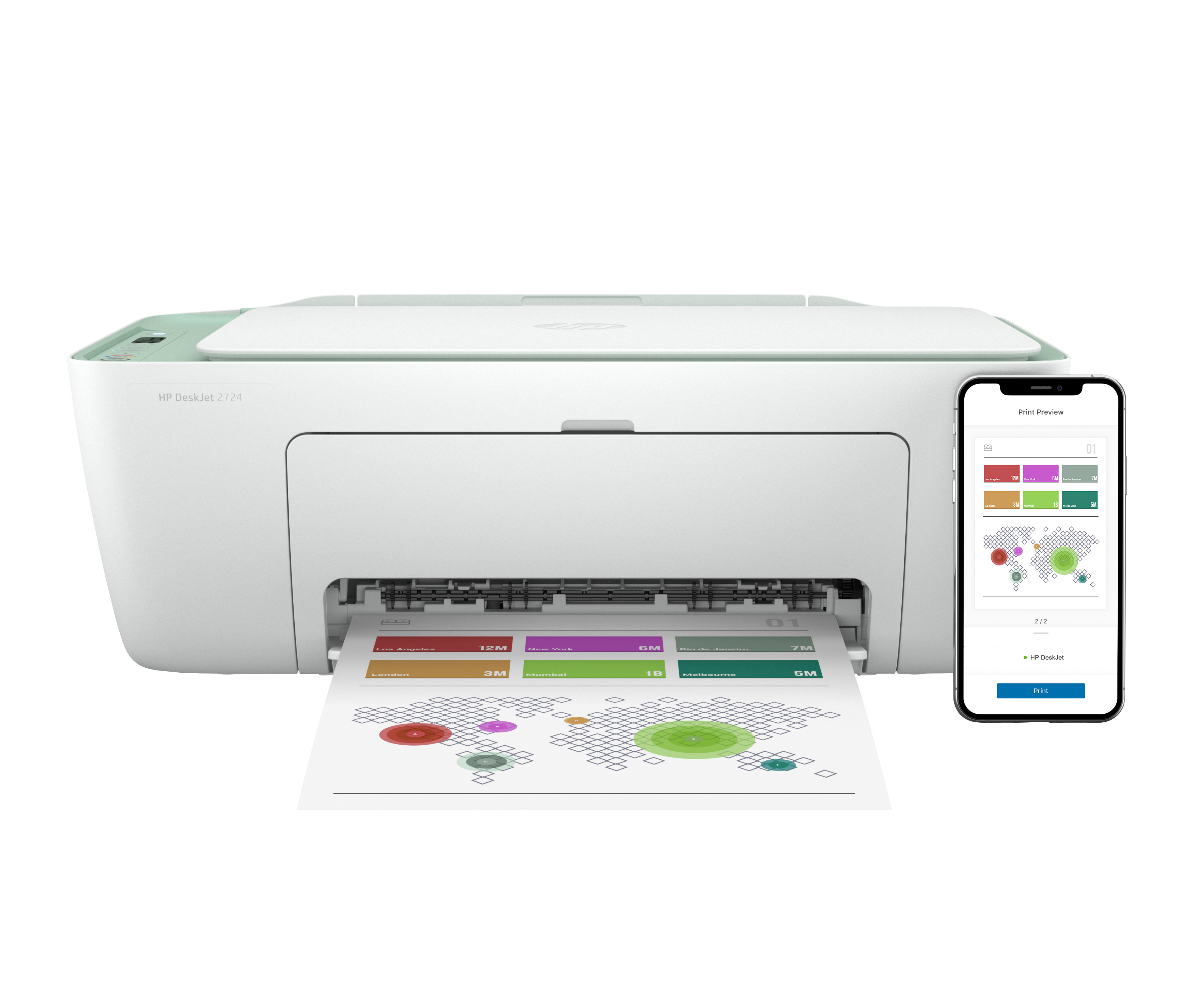 HP DeskJet 2724 All-in-One printer, Kleur, Printer voor Home, Printen, kopiëren, scannen, Scans naar pdf (7FR50B#629) thumbnail