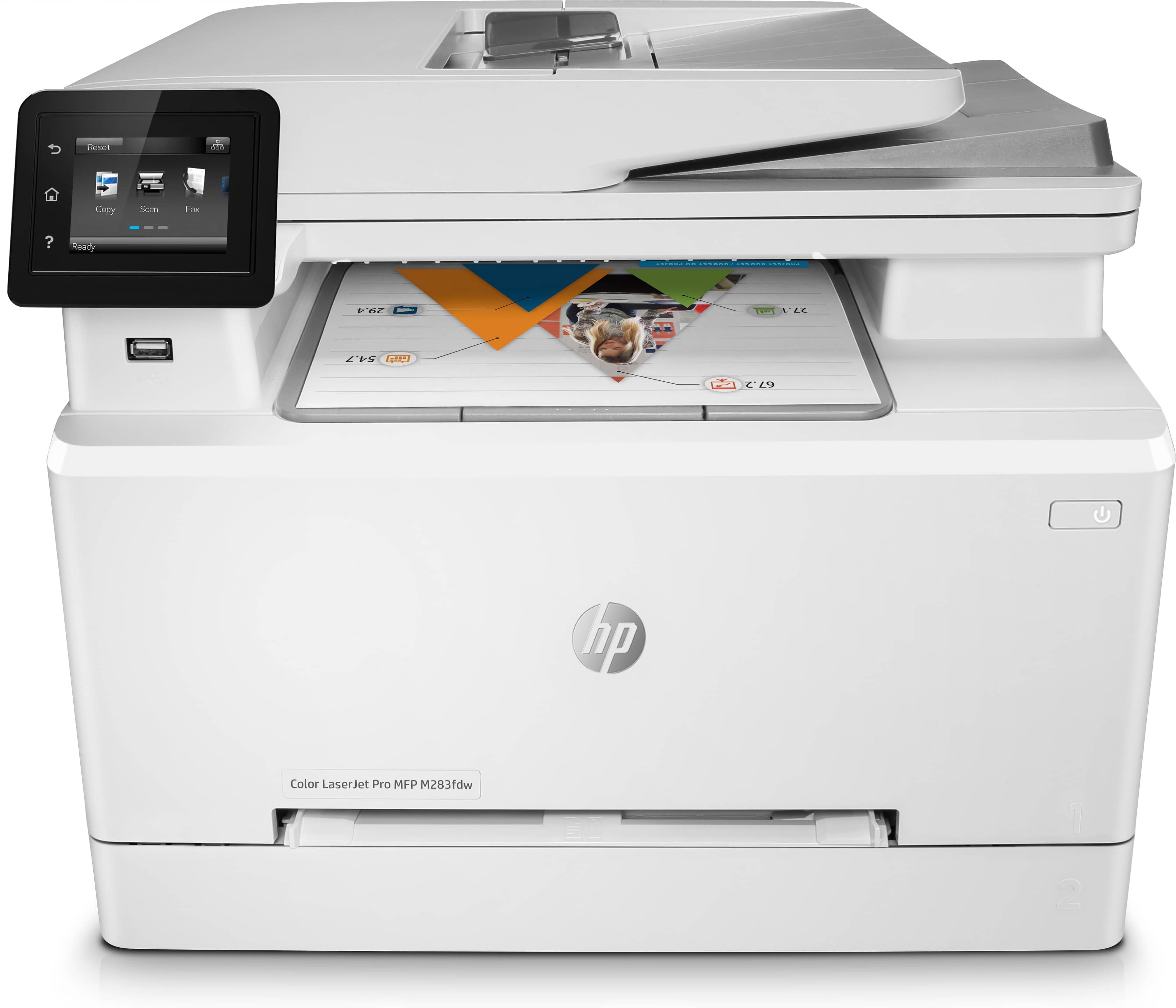 HP Color LaserJet Pro MFP M283fdw, Kleur, Printer voor Printen, kopiëren, scannen, faxen, Printen via USB-poort aan voorzijde; Scannen naar e-mail; Dubbelzijdig printen; ADF voor 50 vel ongekruld (7KW75A) thumbnail