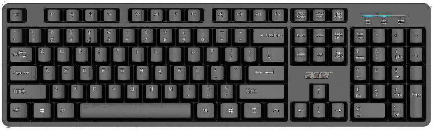 Acer USB Wired Keyboard toetsenbord Thuis/Werk QWERTY US International Zwart (GP.KBD11.04F) thumbnail