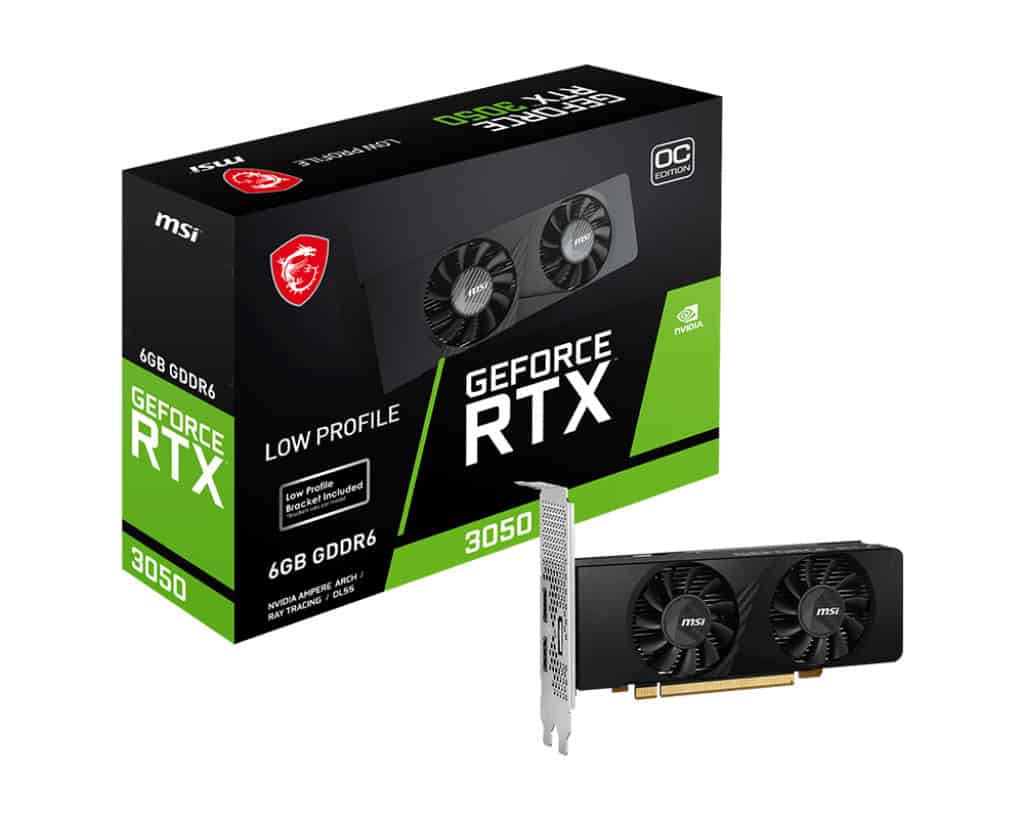 MSI GEFORCE RTX 3050 LP 6G OC videokaart NVIDIA 6 GB GDDR6 (RFD4031-G00B700-WR) thumbnail