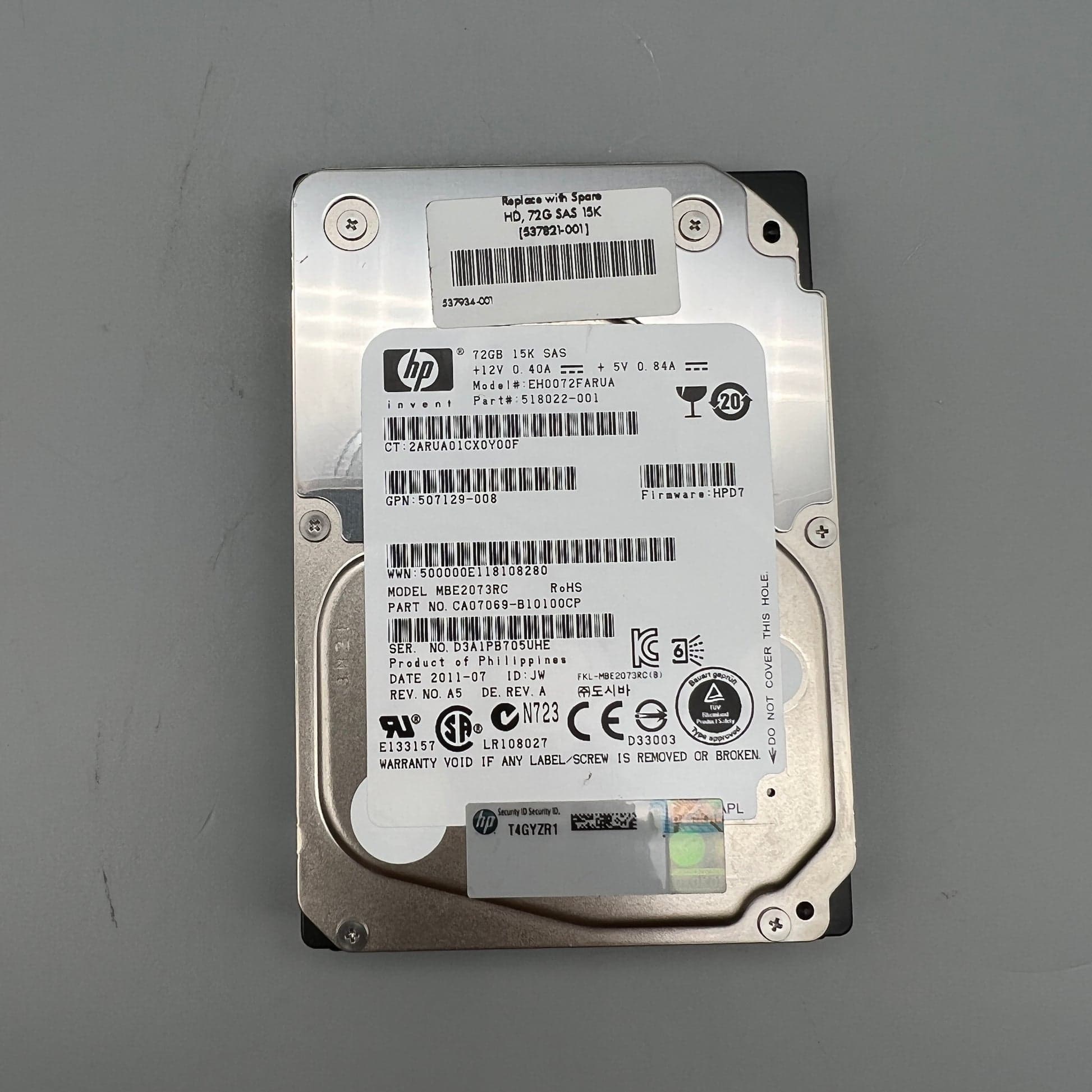 HP SPS-DRV,HD, 72GB 2.5 15K DP 6G SAS NHP (EH0072FARUA) thumbnail
