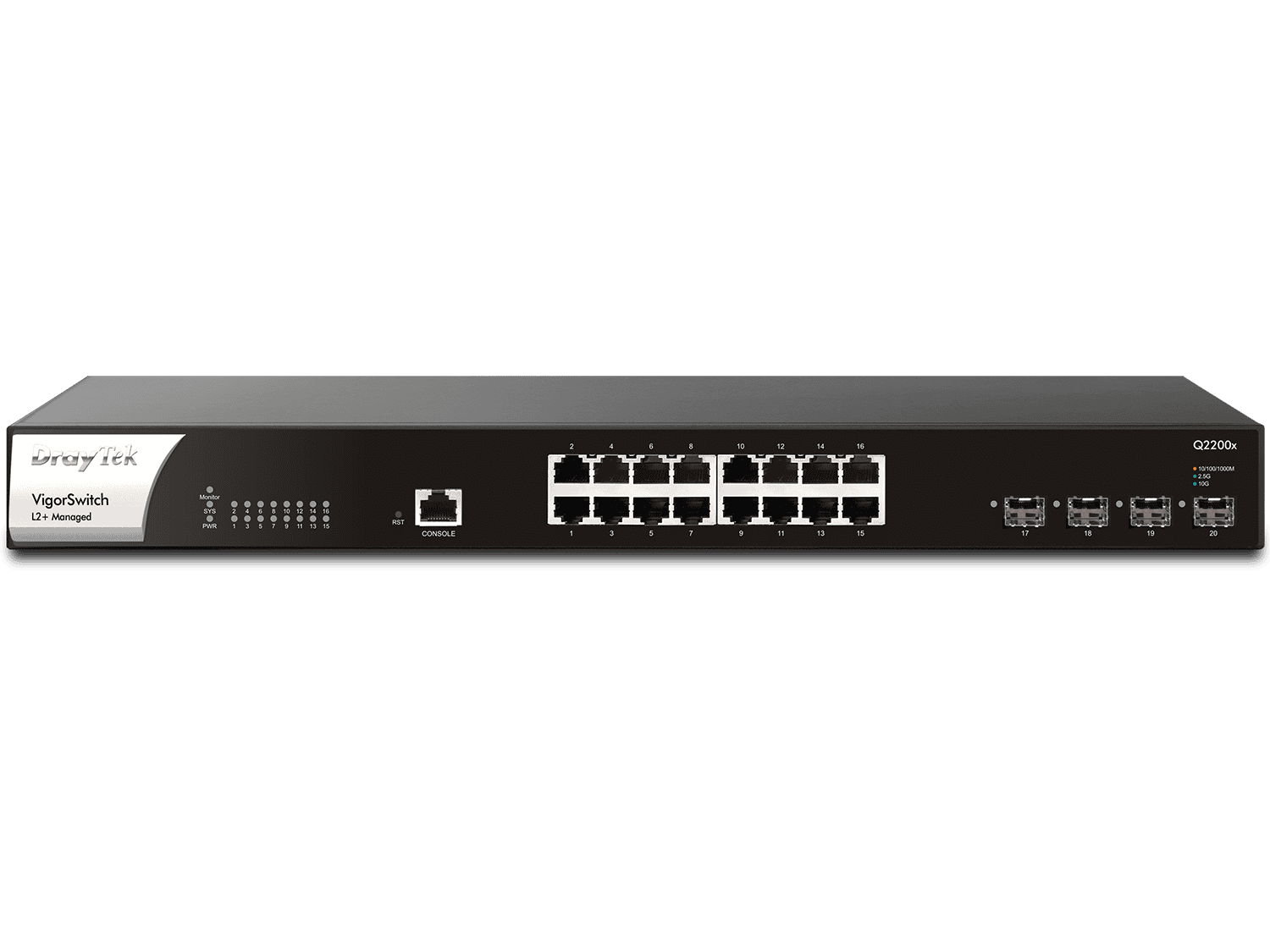 Draytek Switch 440mm DrayTek VigorSwitch  Q-2200X  4*SFP+/16*XG retail (VSWITCHQ2200X-DE-AT-CH) thumbnail