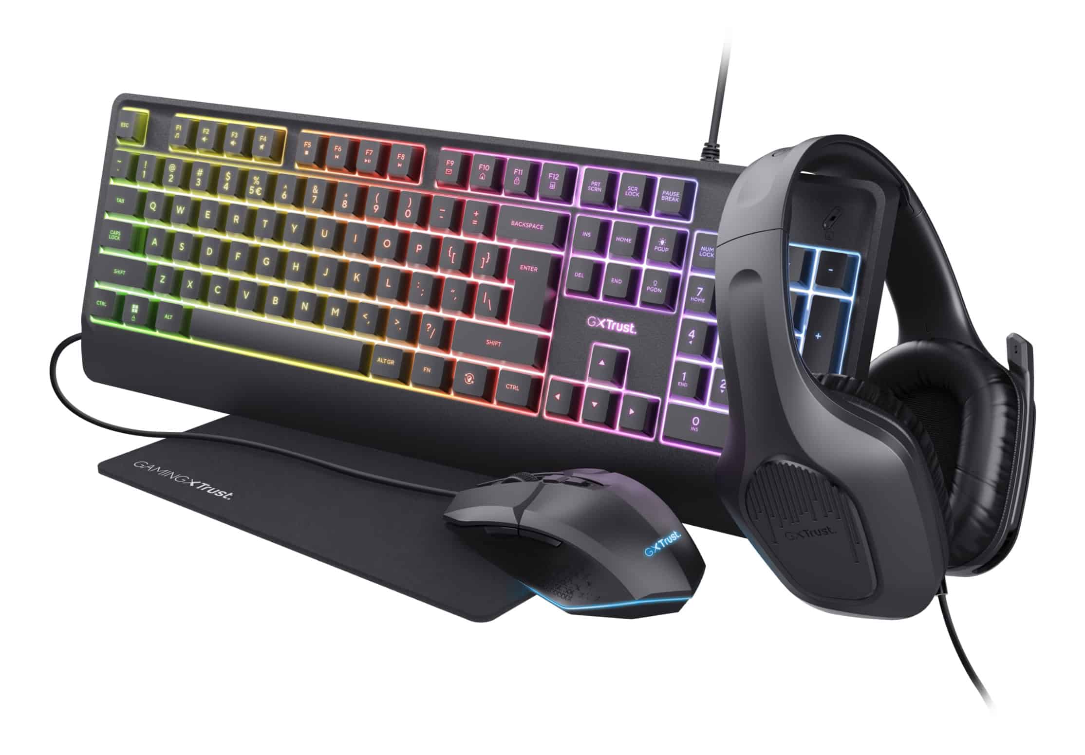 Trust GXT 792 Quadrox toetsenbord Inclusief muis Gamen USB QWERTY Belgisch Zwart (25409) thumbnail