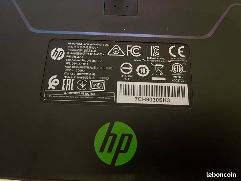 HP SPS-HP PAV GAMING KB 800 FR (L44427-051) thumbnail