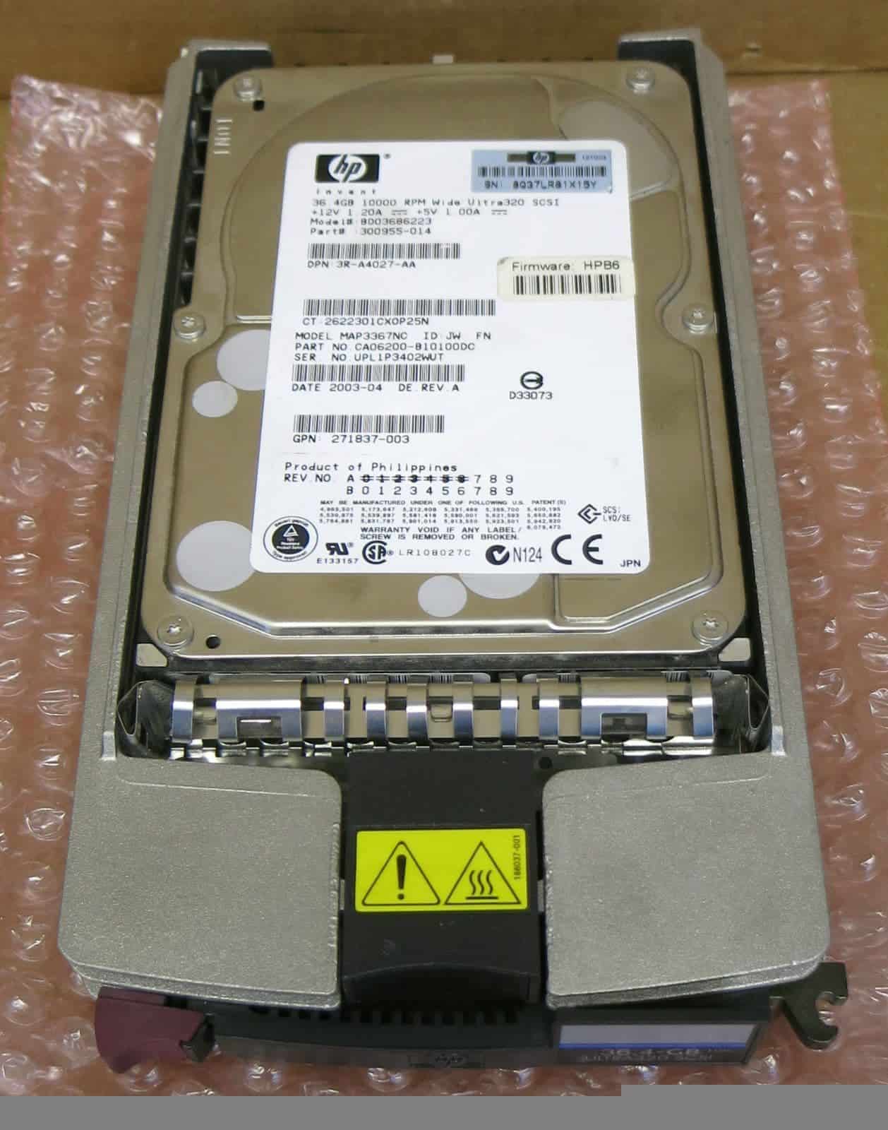 HP Harddisk 36GB 10k U320 Hot plug (BD03686223) thumbnail