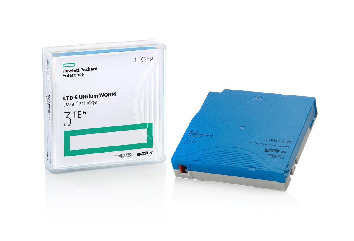 HPE LTO-5 Ultrium C7975W 3 TB WORM Data Cartridge - Blue - 2775.6 Feet - Metal Particle - Write Once (C7975W) thumbnail