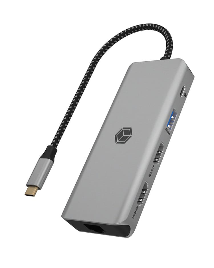 ICY BOX IB-DK4012-CPD Bedraad USB 3.2 Gen 1 (3.1 Gen 1) Type-C Antraciet, Zwart (IB-DK4012-CPD) thumbnail