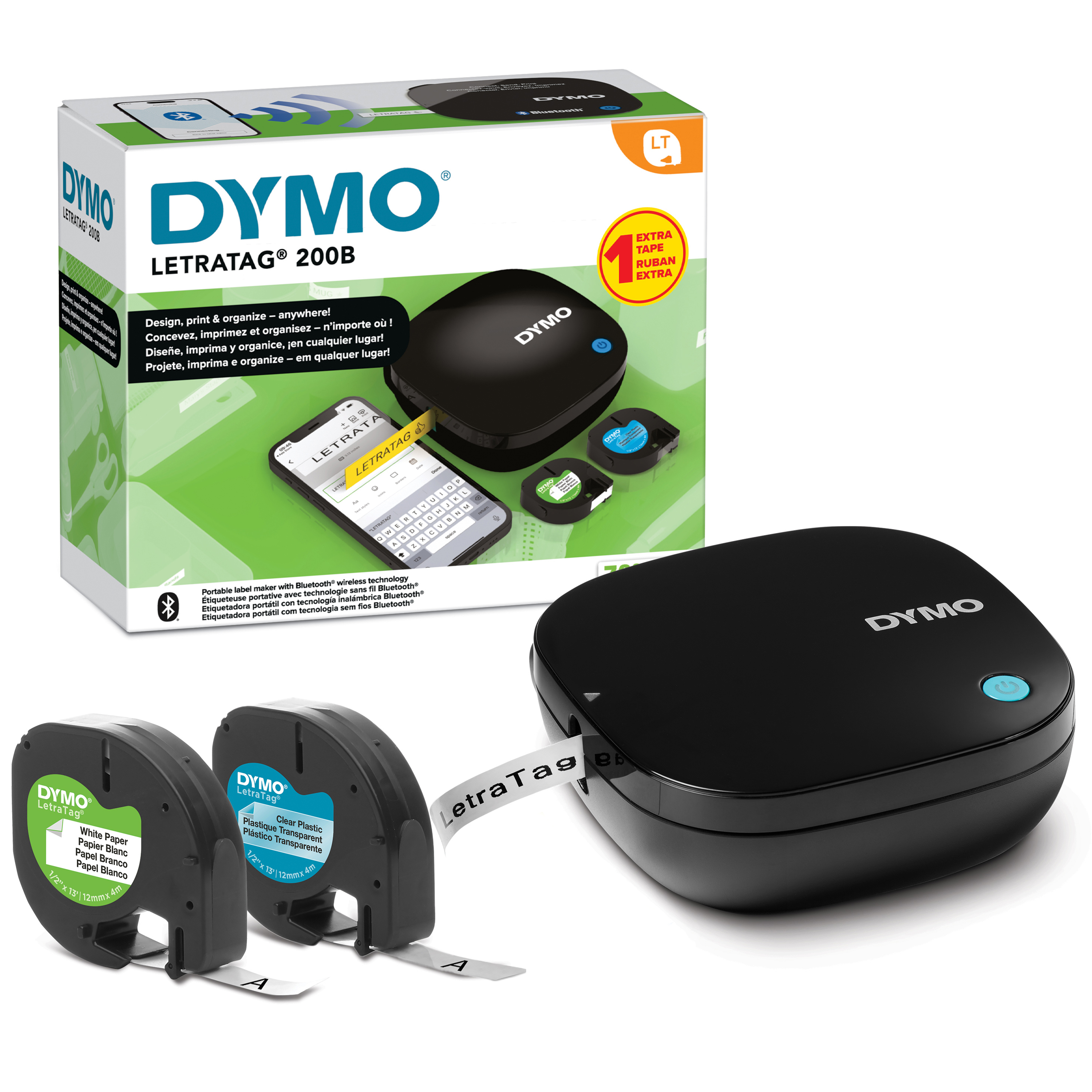 DYMO LetraTag 200B-labelmaker met bluetooth | Compacte labelprinter | Verbinding via draadloze bluetoothtechnologie met iOS en Android | Inclusief 2 soorten labeltape (2179979) thumbnail