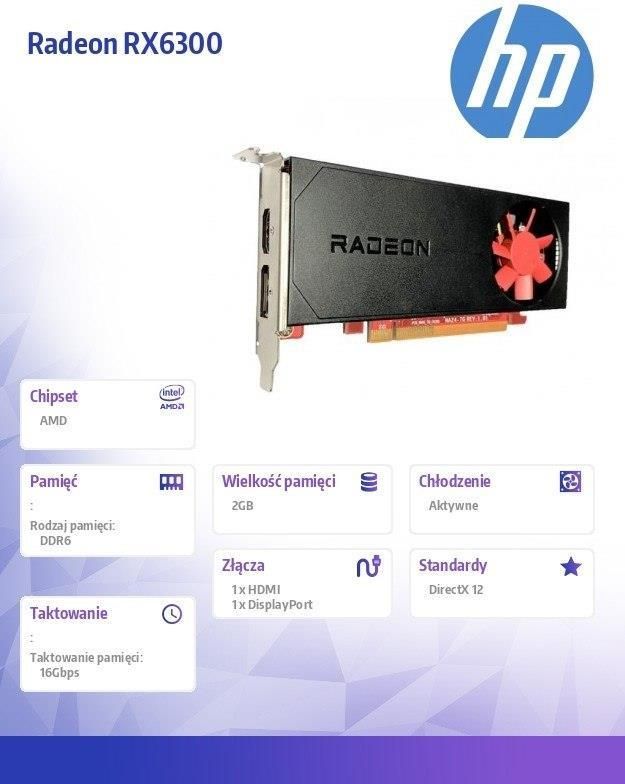 HP AMD Radeon RX 6300 2GB GDDR6 DP+HDMI GFX (803S9AA) thumbnail