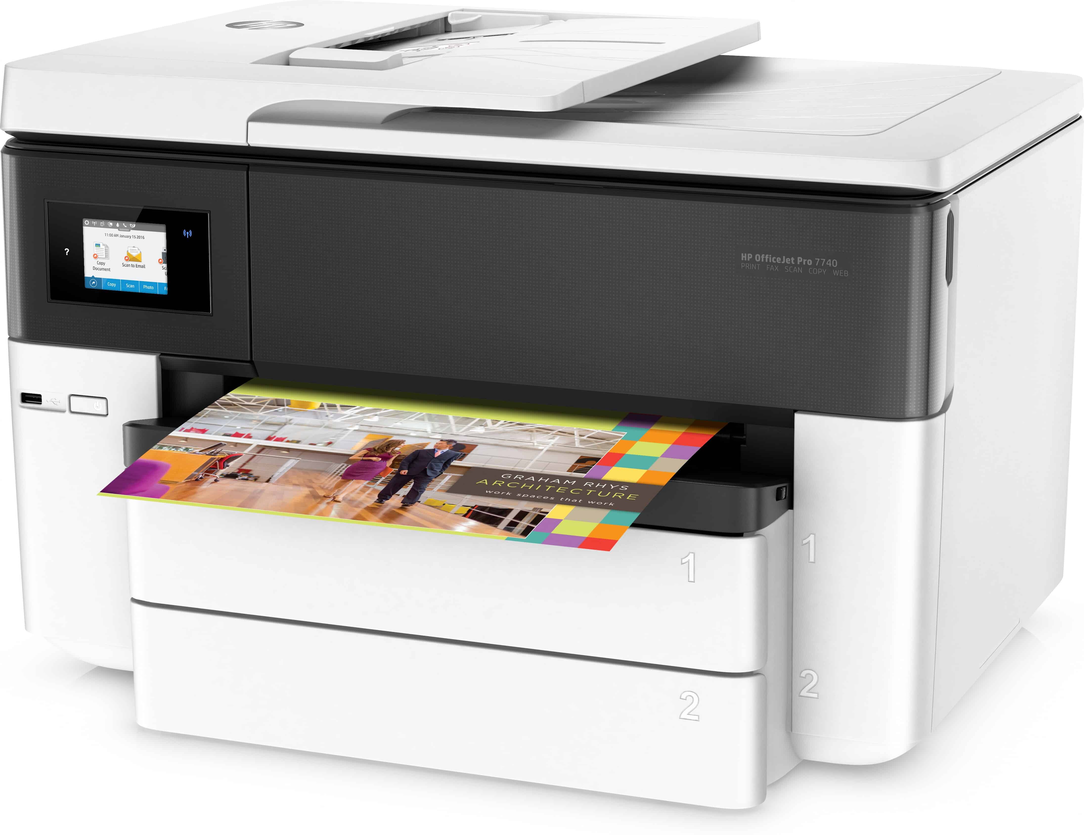 HP OfficeJet Pro 7740 breedformaat All-in-One printer, Printen, kopiëren, scannen, faxen, Invoer voor 35 vel; Scan naar e-mail (G5J38A#A80) thumbnail