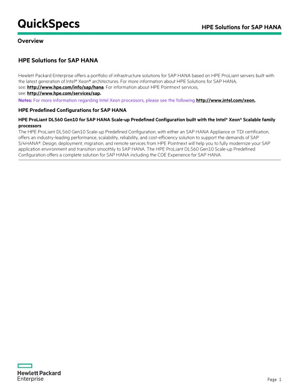 HPE ProLiant DL380 Gen10 Plus for SAP HANA Compute Block (R8D85A) thumbnail