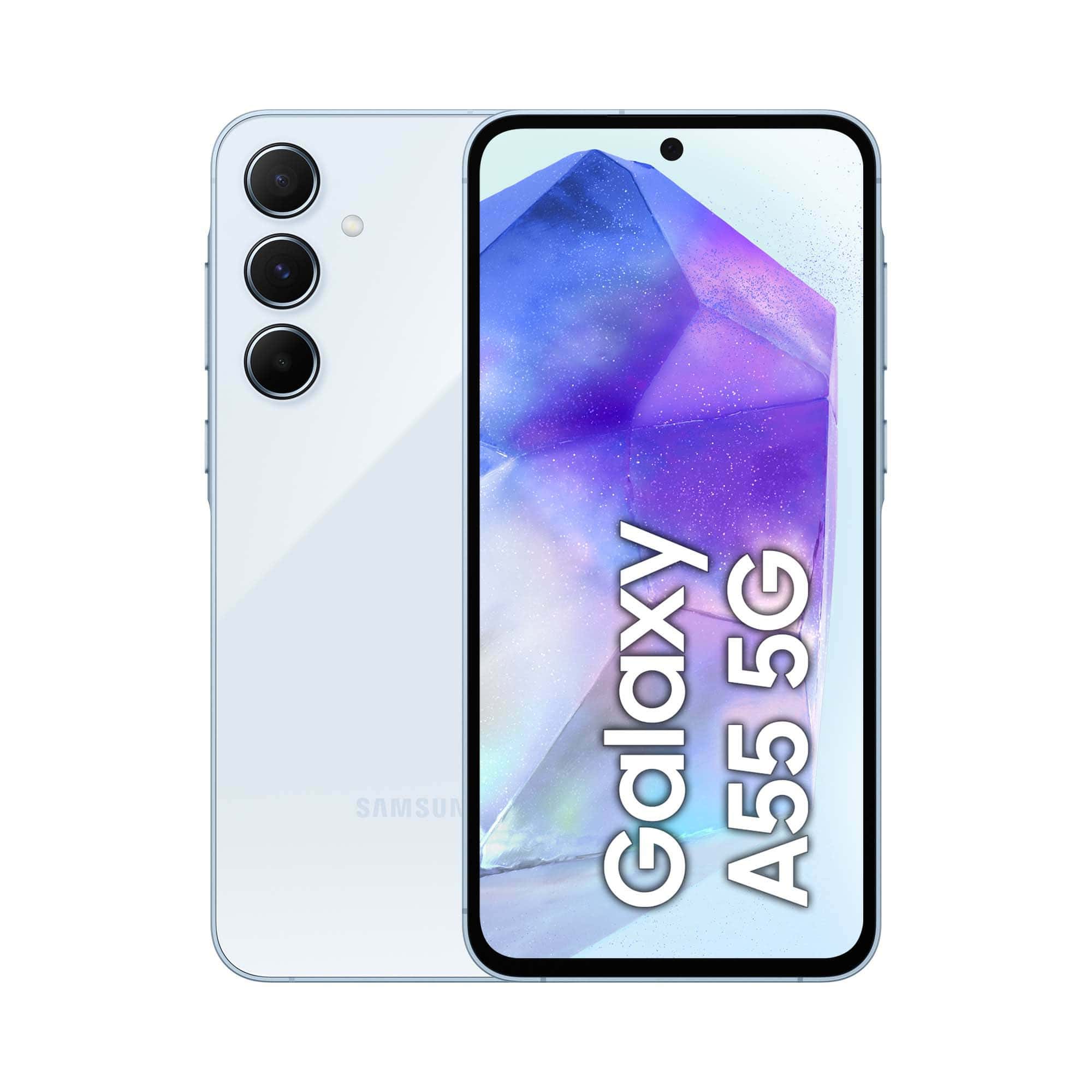 Samsung Galaxy A55 5G 16,8 cm (6.6) Hybride Dual SIM Android 14 USB Type-C 8 GB 128 GB 5000 mAh Blauw (SM-A556BLBAEUE) thumbnail Samsung Galaxy A55 5G 16,8 cm (6.6) Hybride Dual SIM Android 14 USB Type-C 8 GB 128 GB 5000 mAh Blauw (SM-A556BLBAEUE) thumbnail