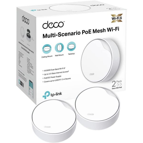 TP-Link AX3000 Whole Home Mesh Wi-Fi 6 System with PoE (DECOX50POE(2-PACK)) thumbnail