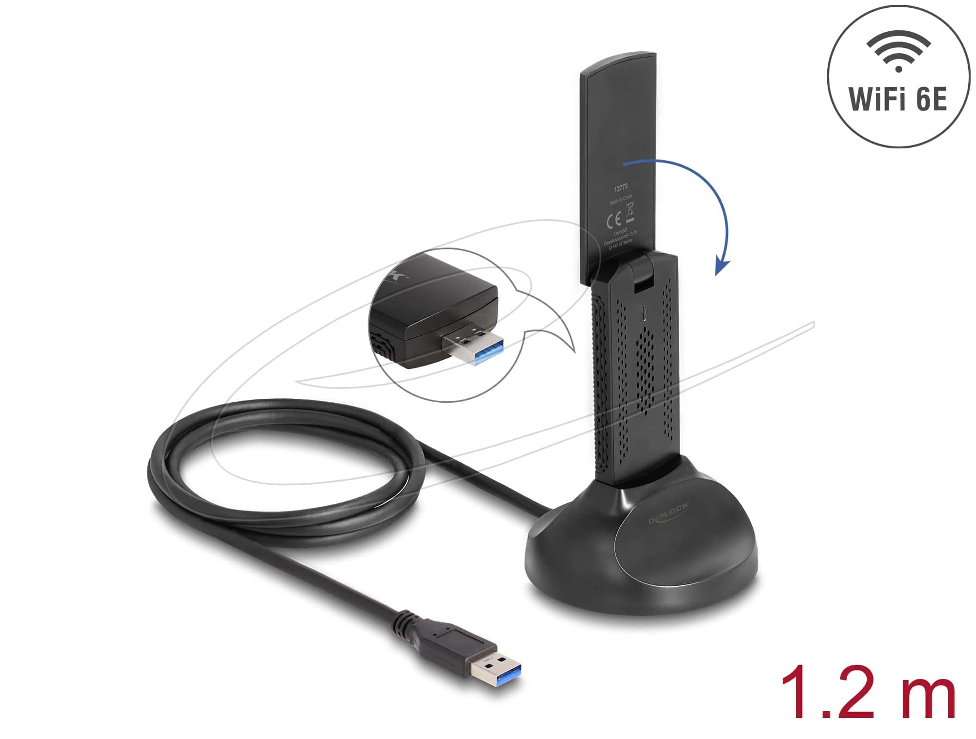 DELOCK Wi-Fi 6E Dualband WLAN USB Adapter AX3000 2x 574 Mbps (12773) thumbnail