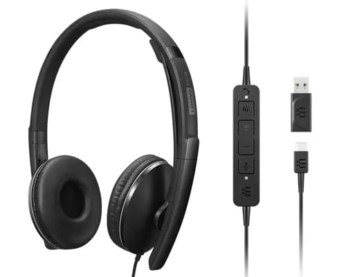 Lenovo 4XD1M45627 hoofdtelefoon/headset Bedraad Hoofdband USB Type-C Zwart (4XD1M45627) thumbnail