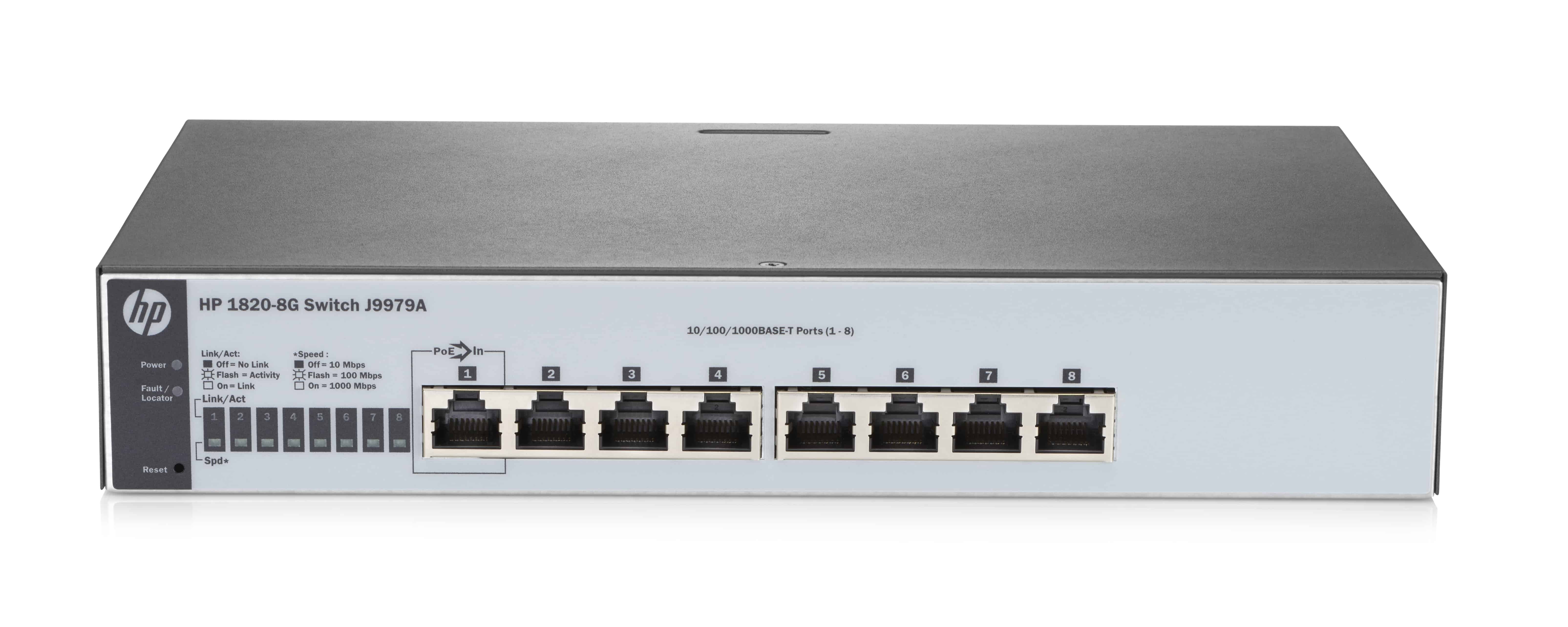 Hewlett Packard Enterprise 1820-8G Managed L2 Gigabit Ethernet (10/100/1000) 1U Grijs (HR5B9E) thumbnail