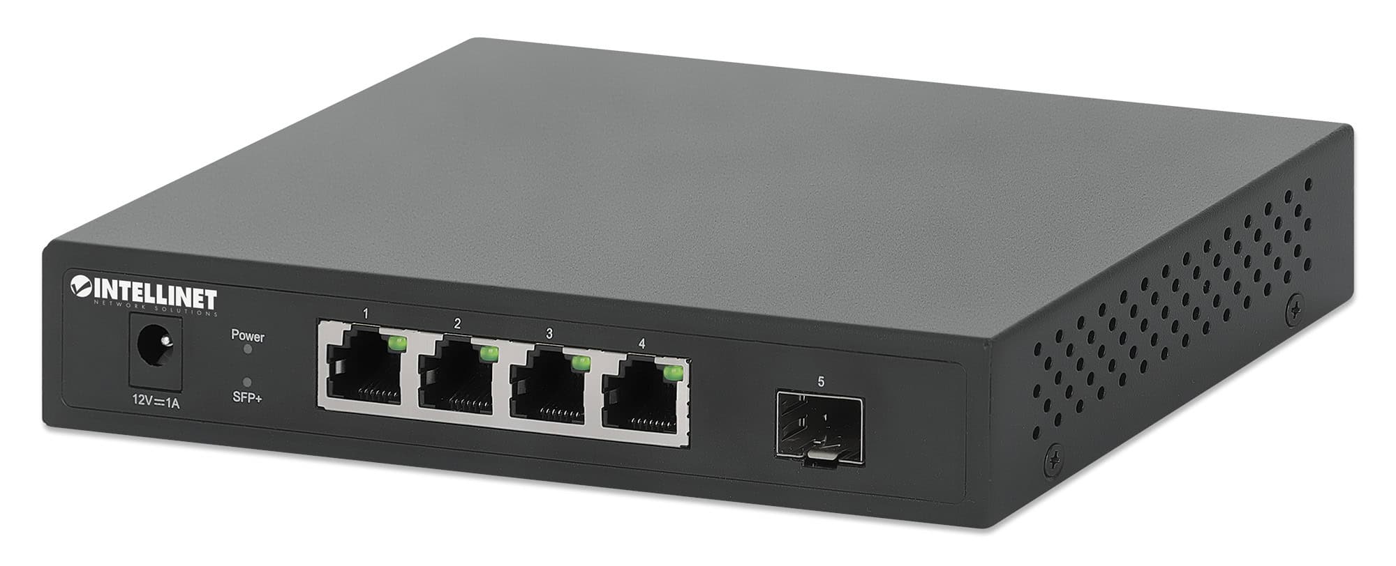 Intellinet 5-poorts 2.5G multi-gigabit netwerk switch, 4x 2.5G RJ45 + 1x 10G SFP+ uplink, onbeheerde switch, desktopformaat, wandmontage mogelijk, 3 jaar garantie (562058) thumbnail