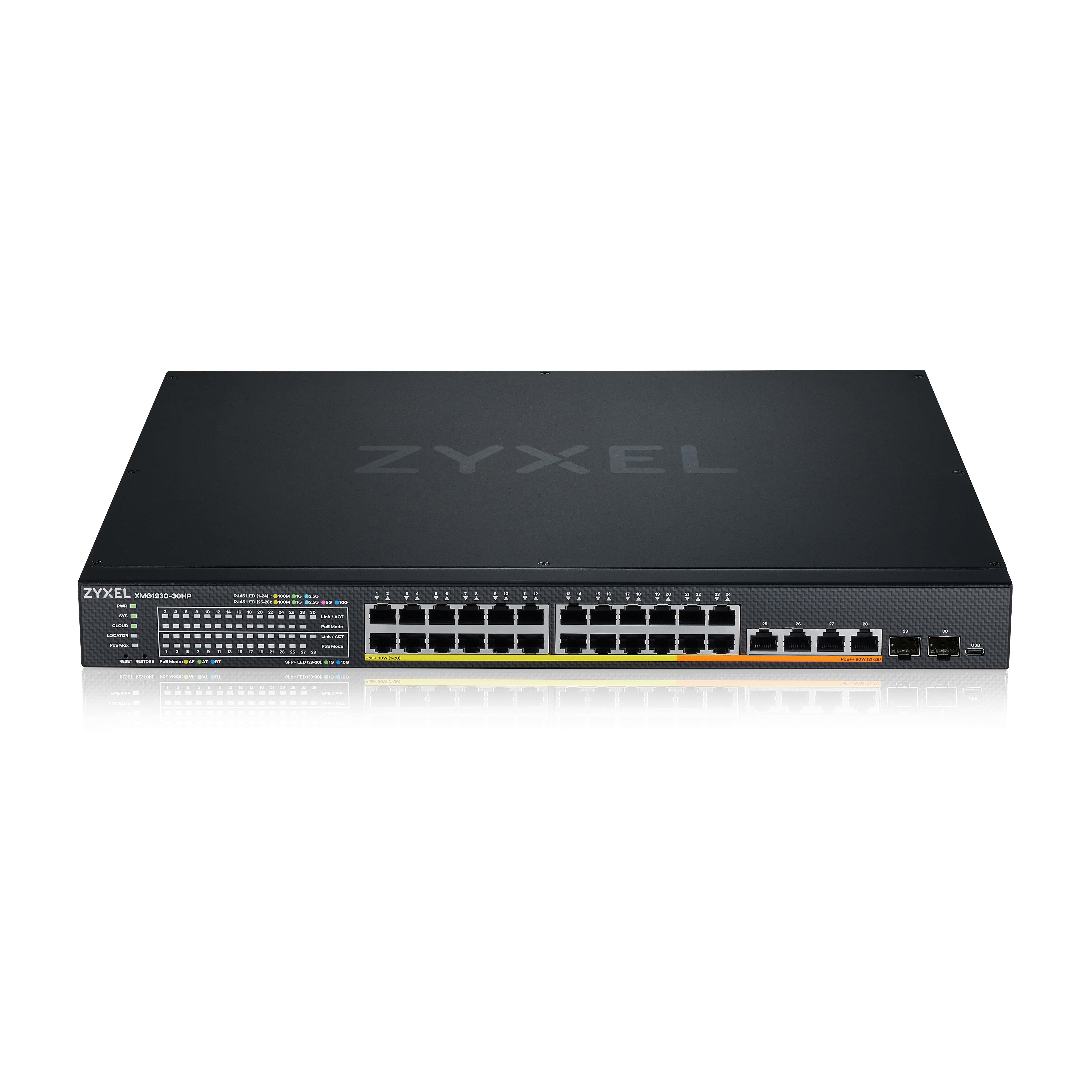 Zyxel XMG1930-30HP Managed L3 2.5G Ethernet (100/1000/2500) Power over Ethernet (PoE) 1U Zwart (XMG193030HPZZ0101F) thumbnail