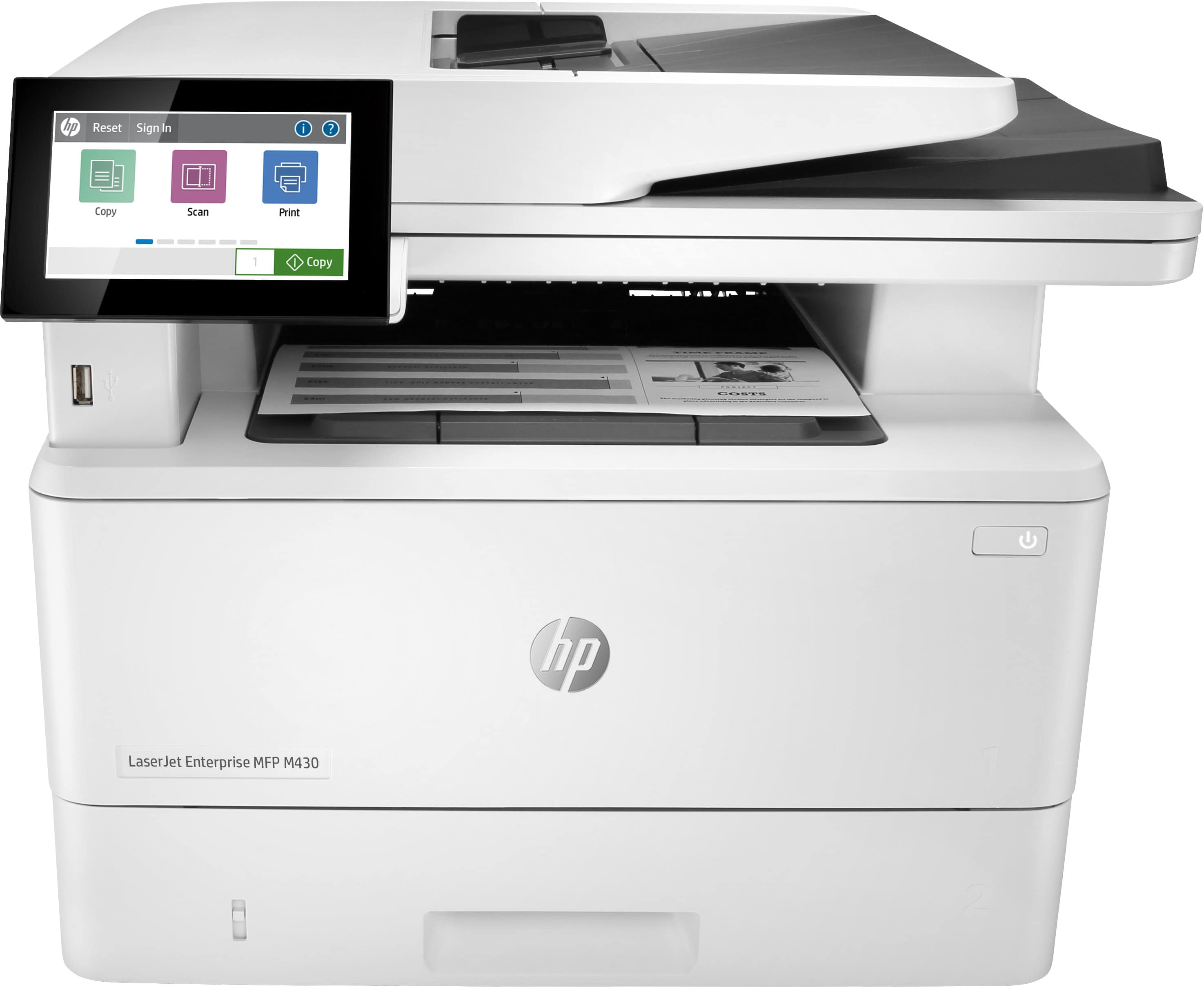 HP LaserJet Enterprise MFP M430f, Zwart-wit, Printer voor Bedrijf, Printen, kopiëren, scannen, faxen, Automatische documentinvoer voor 50 vellen; Dubbelzijdig printen; Dubbelzijdig scannen; Printen via USB-poort aan de voorzijde; Compact formaat; Energiez (3PZ55A) thumbnail