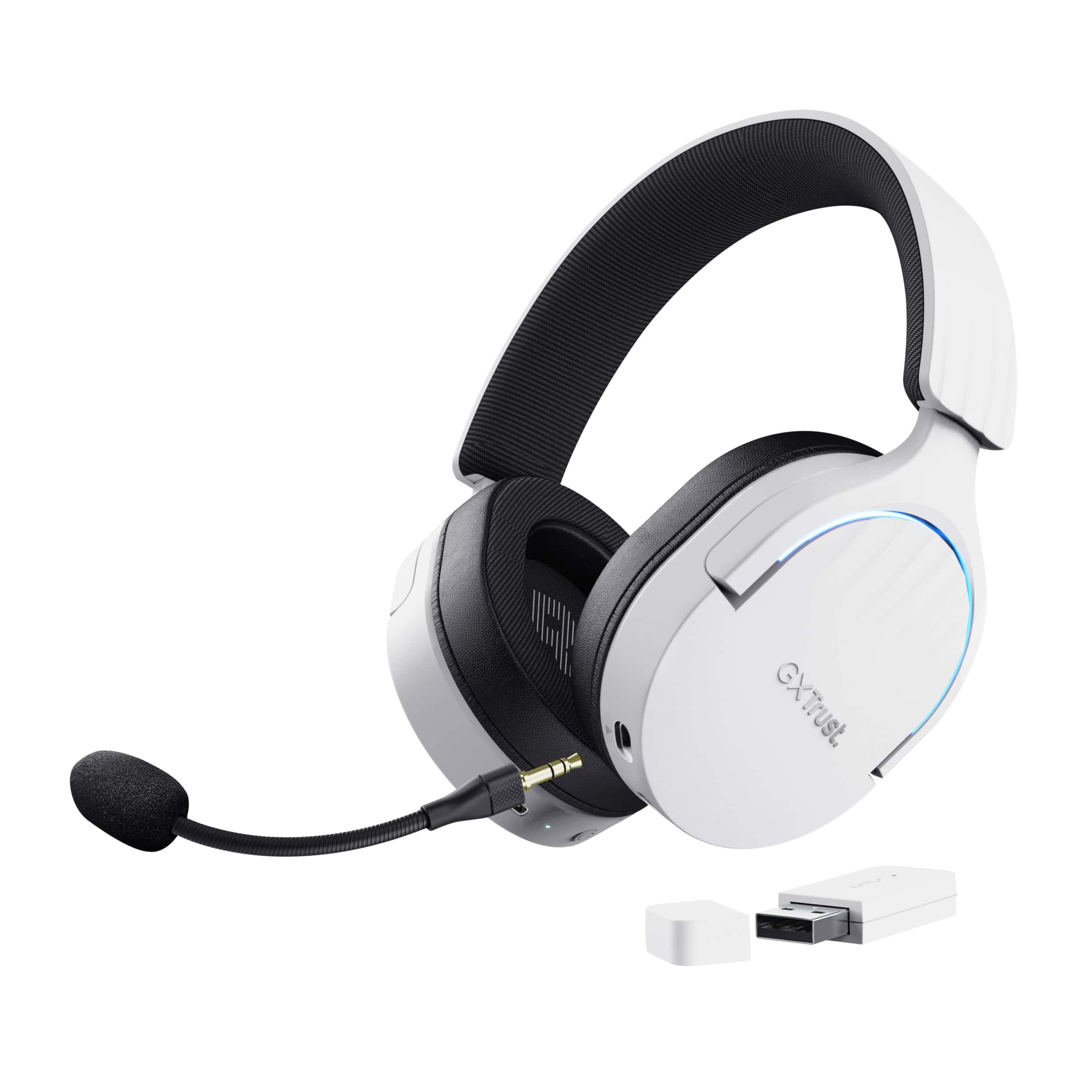 Trust GXT 491W Fayzo Gaming Headset - Draadloze gamingheadset – Bluetooth en 2.4 GHz verbinding – Afneembare microfoon – Wit (25304) thumbnail