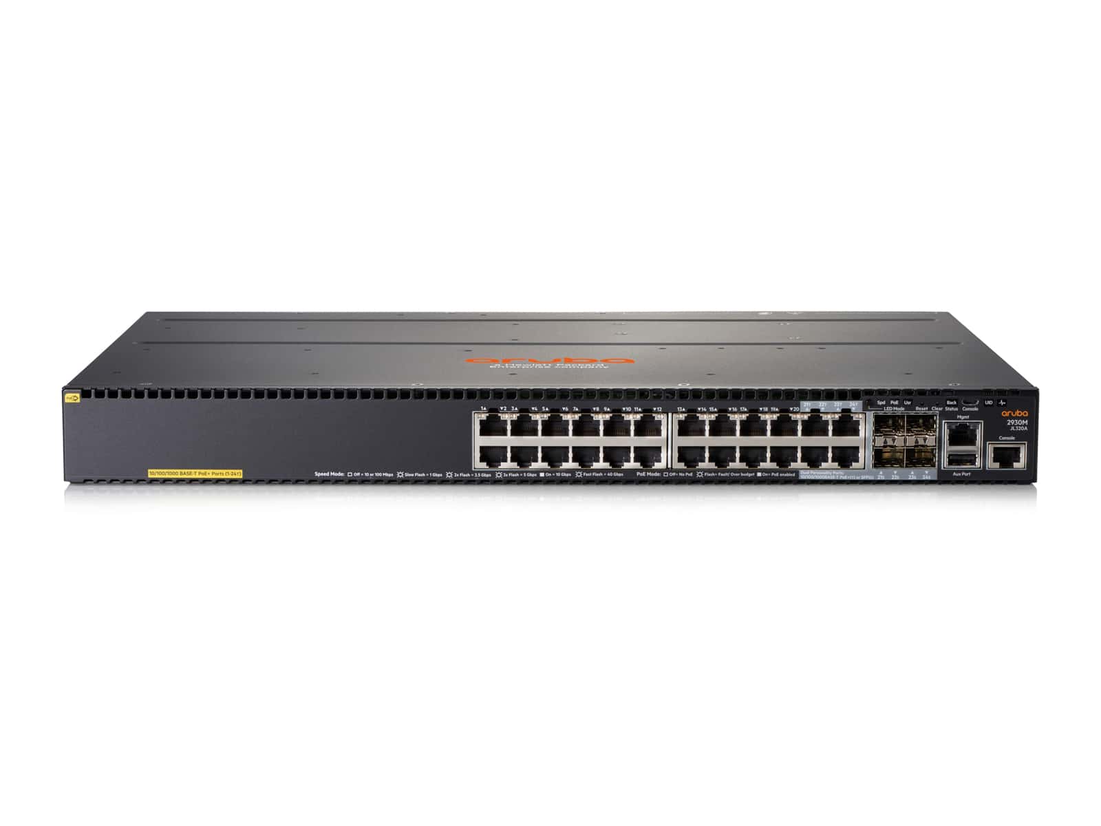Aruba, a Hewlett Packard Enterprise company Aruba 2930M 24G PoE+ 1-slot Managed L3 Gigabit Ethernet (10/100/1000) Power over Ethernet (PoE) 1U Grijs (JL320A) thumbnail