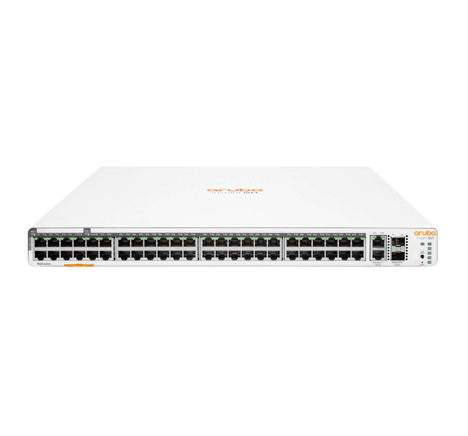 Aruba, a Hewlett Packard Enterprise company Aruba Instant On 1960 48G 40p Class4 8p Class6 PoE 2XGT 2SFP+ 600W Managed L2+ Gigabit Ethernet (10/100/1000) Power over Ethernet (PoE) 1U Wit (JL809A#ABB) thumbnail