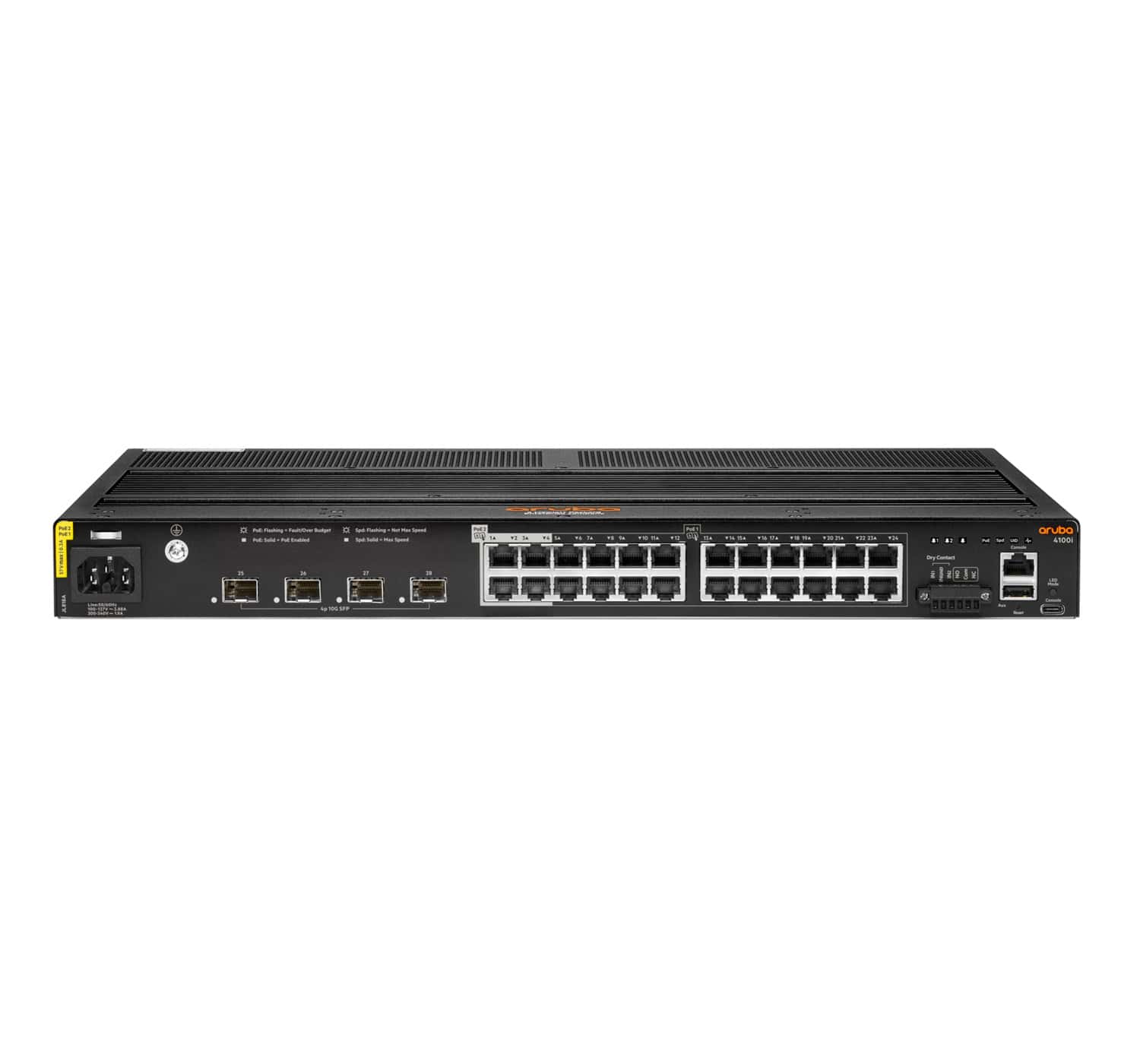 Hewlett Packard Enterprise Aruba 4100i Managed L2 Gigabit Ethernet (10/100/1000) Power over Ethernet (PoE) 1U Zwart (JL818A#ABB) thumbnail