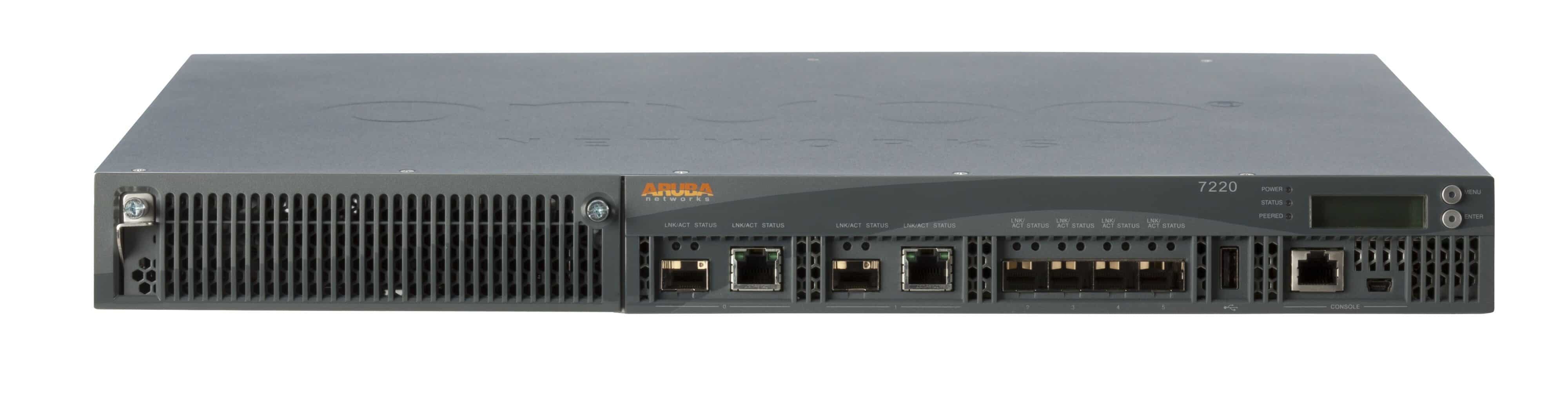 HP Aruba 7220 Mobility Controller with 4x 10GBase-x (SFP/SFP+) and 2x dual media (10/100/1000BASE-T or SFP) ports. Includes one  (JW649A) thumbnail