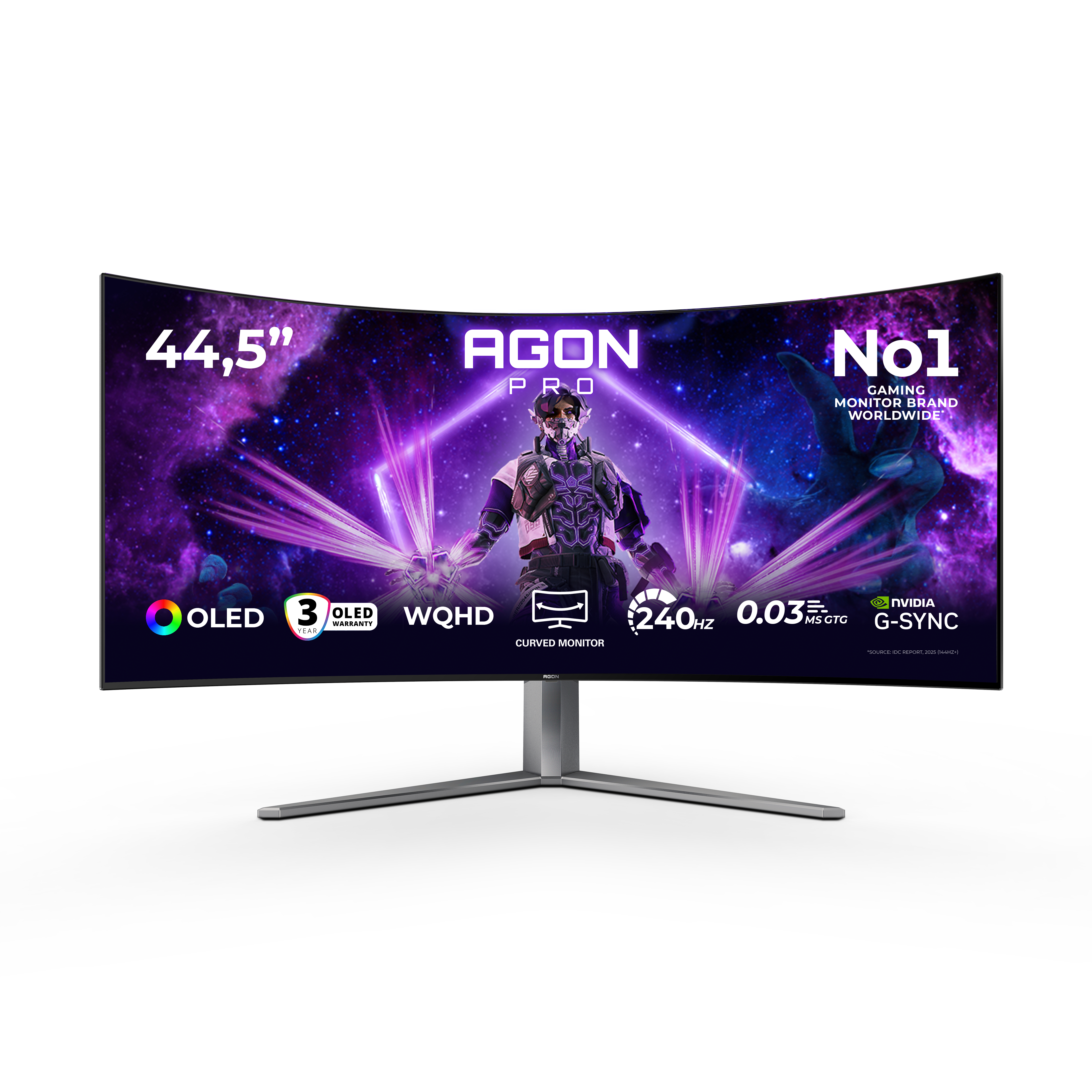 AOC AGON PRO AG456UCZD computer monitor 113 cm (44.5") 3440 x 1440 Pixels Wide Quad HD OLED Zwart, Grijs (AG456UCZD) thumbnail