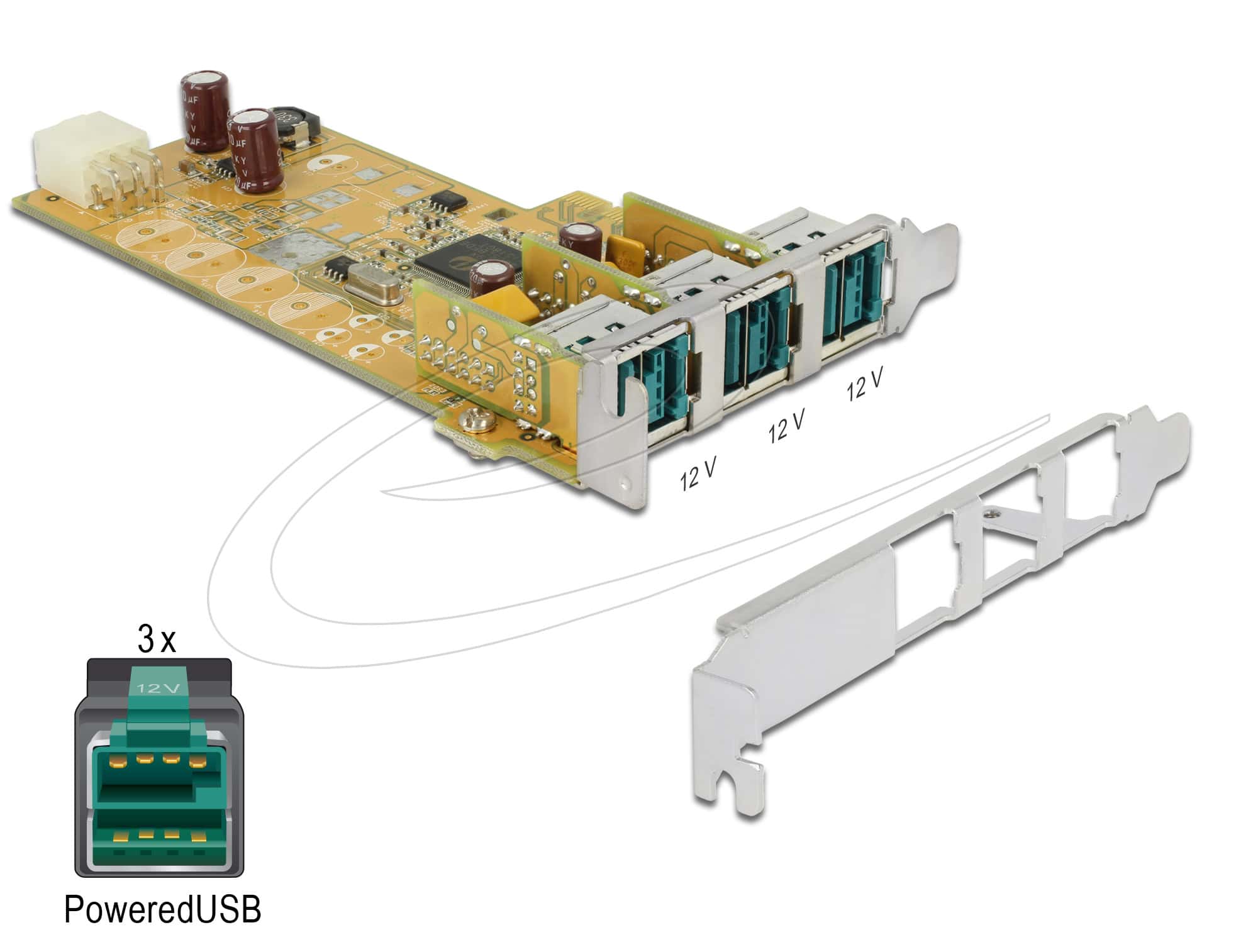 DELOCK PCIe Card Powered USB > 3x 12V (89656) thumbnail