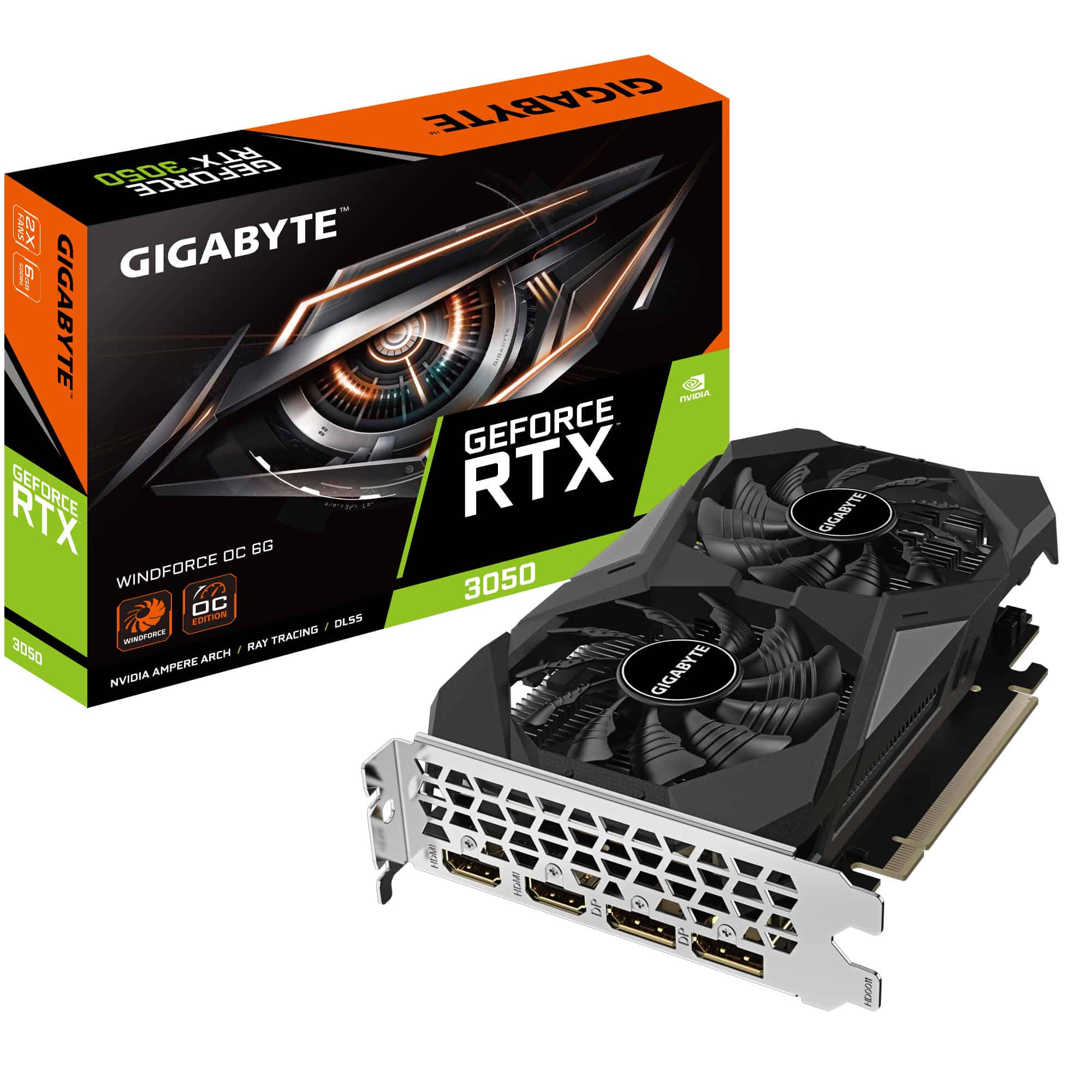 GIGABYTE GeForce RTX 3050 WINDFORCE OC 6G NVIDIA 6 GB GDDR6 (GV-N3050WF2OC-6GD) thumbnail