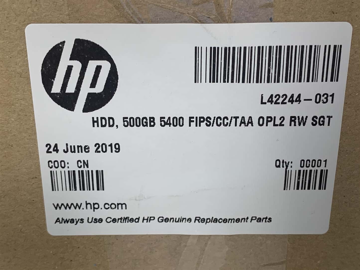 HP HDD, 500GB 5400 FIPS/CC/TAA OP (L42244-031) thumbnail